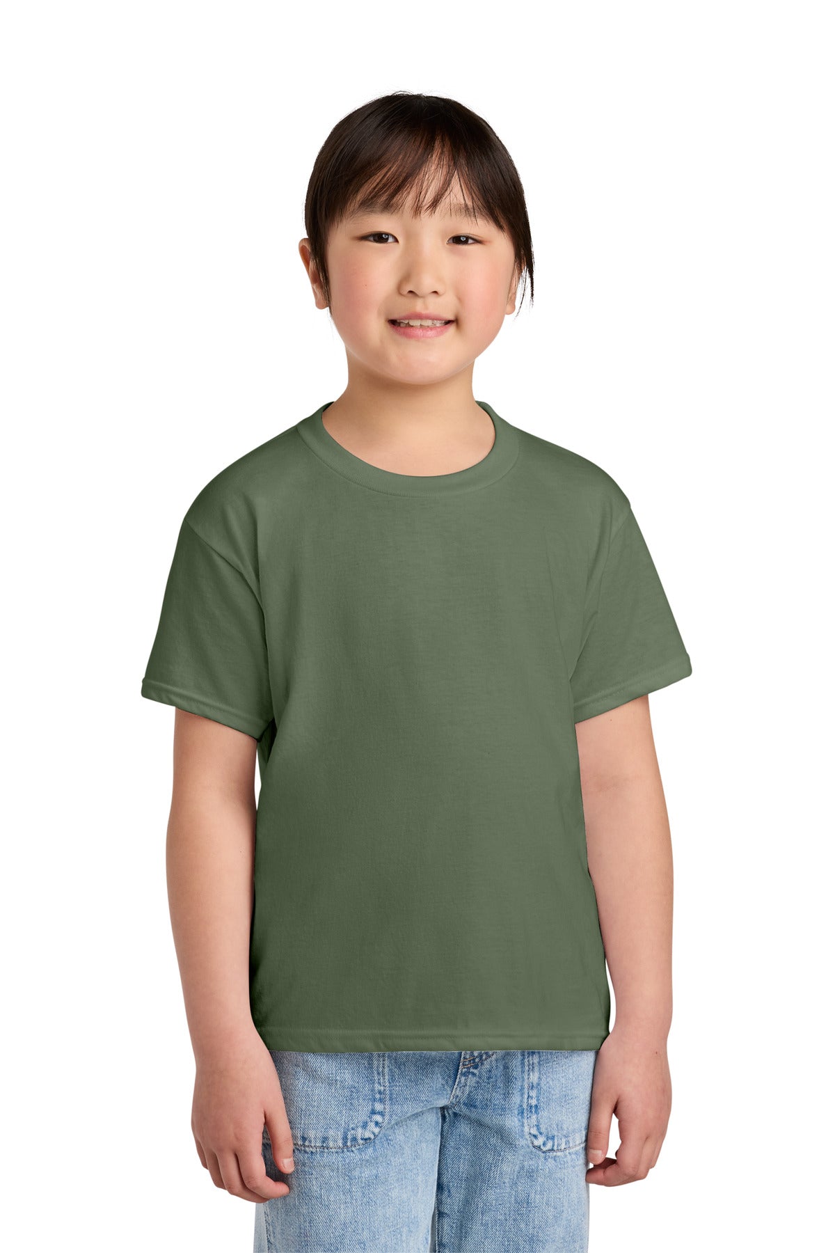 Custom logo Gildan® Youth Softstyle® CVC Tee 64000BCVC in Cactus