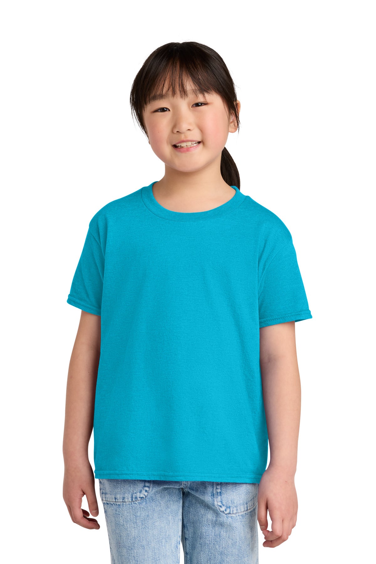 Custom logo Gildan® Youth Softstyle® CVC Tee 64000BCVC in Caribbean Mist