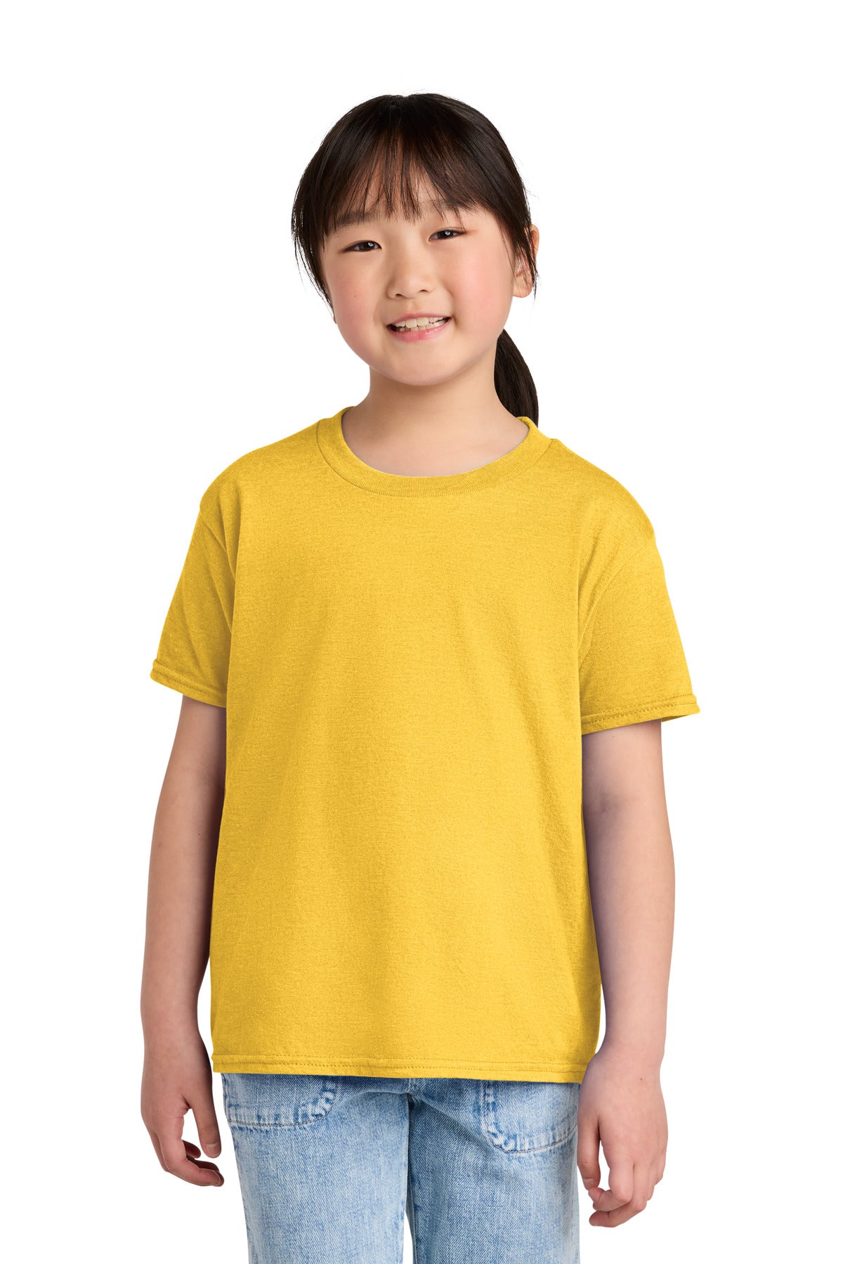 Custom logo Gildan® Youth Softstyle® CVC Tee 64000BCVC in Daisy Mist
