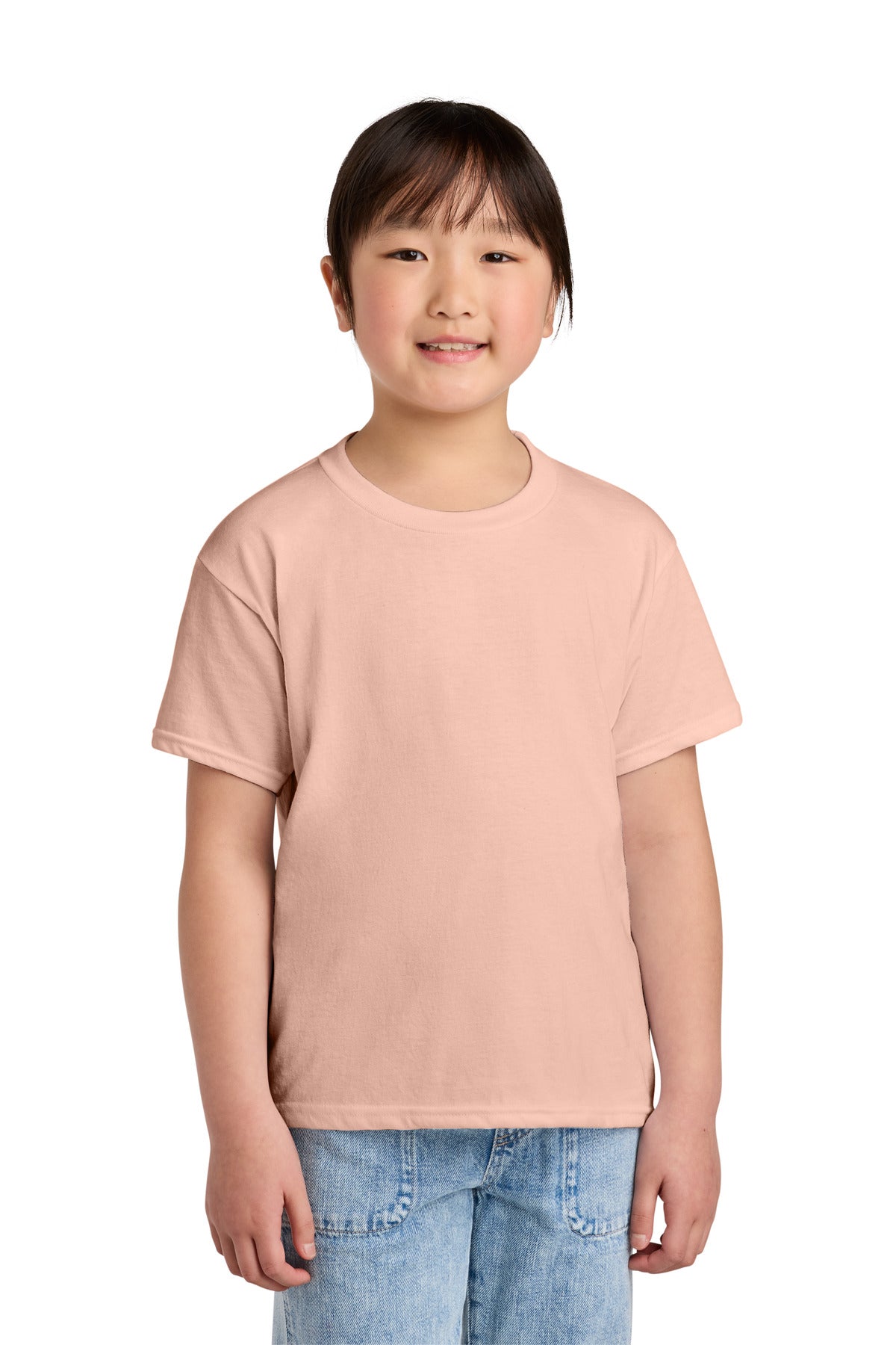 Custom logo Gildan® Youth Softstyle® CVC Tee 64000BCVC in Dusty Rose