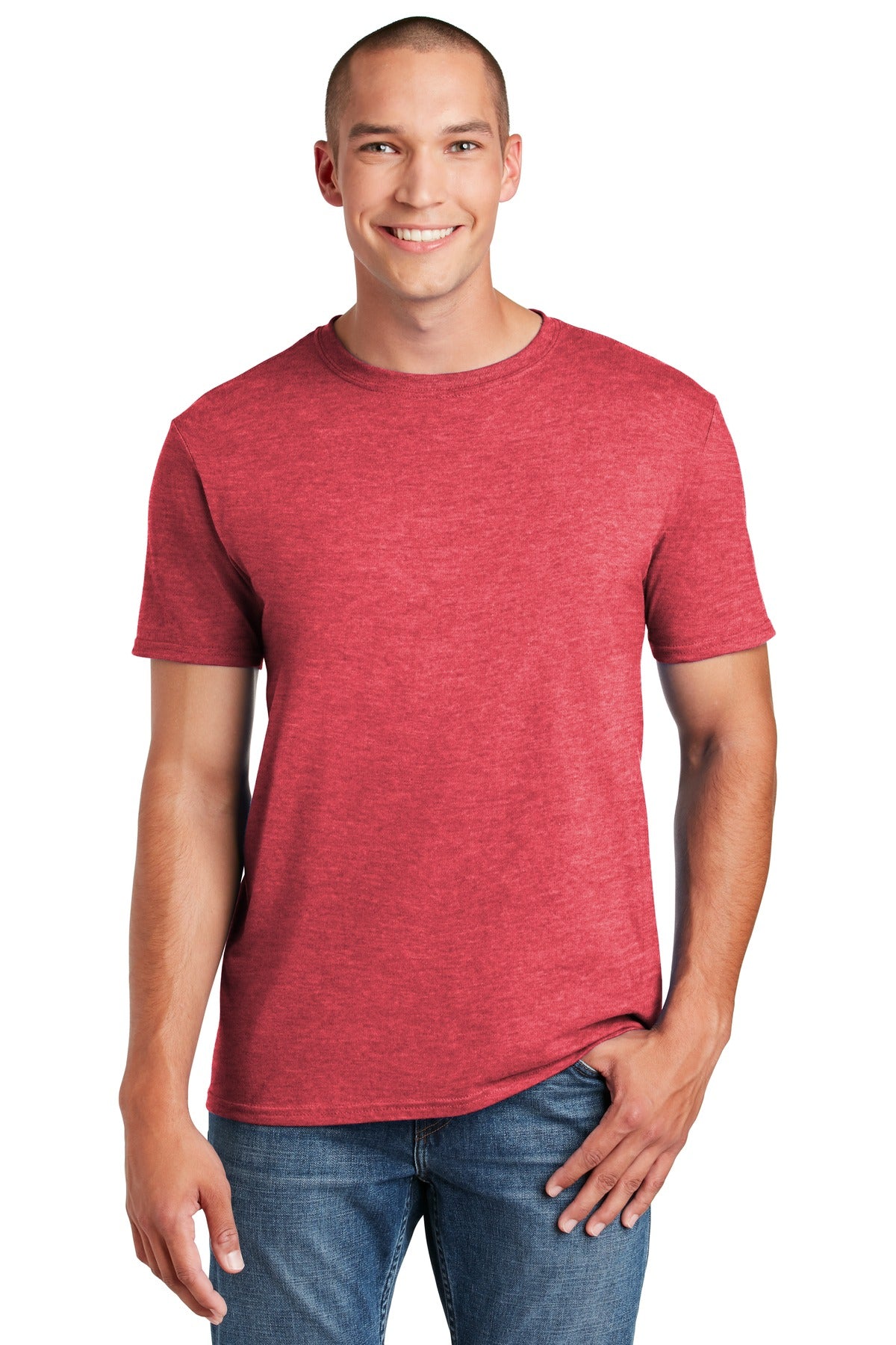 Custom logo Gildan Softstyle® T-Shirt. 64000 in Heather Red