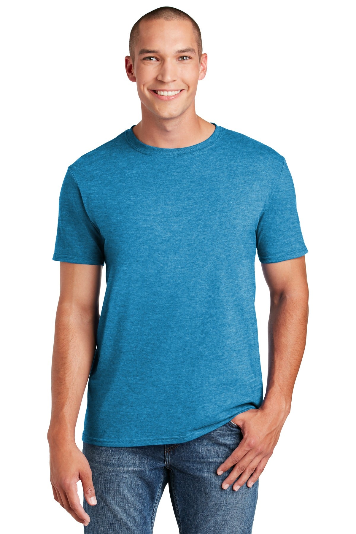 Custom logo Gildan Softstyle® T-Shirt. 64000 in Heather Sapphire