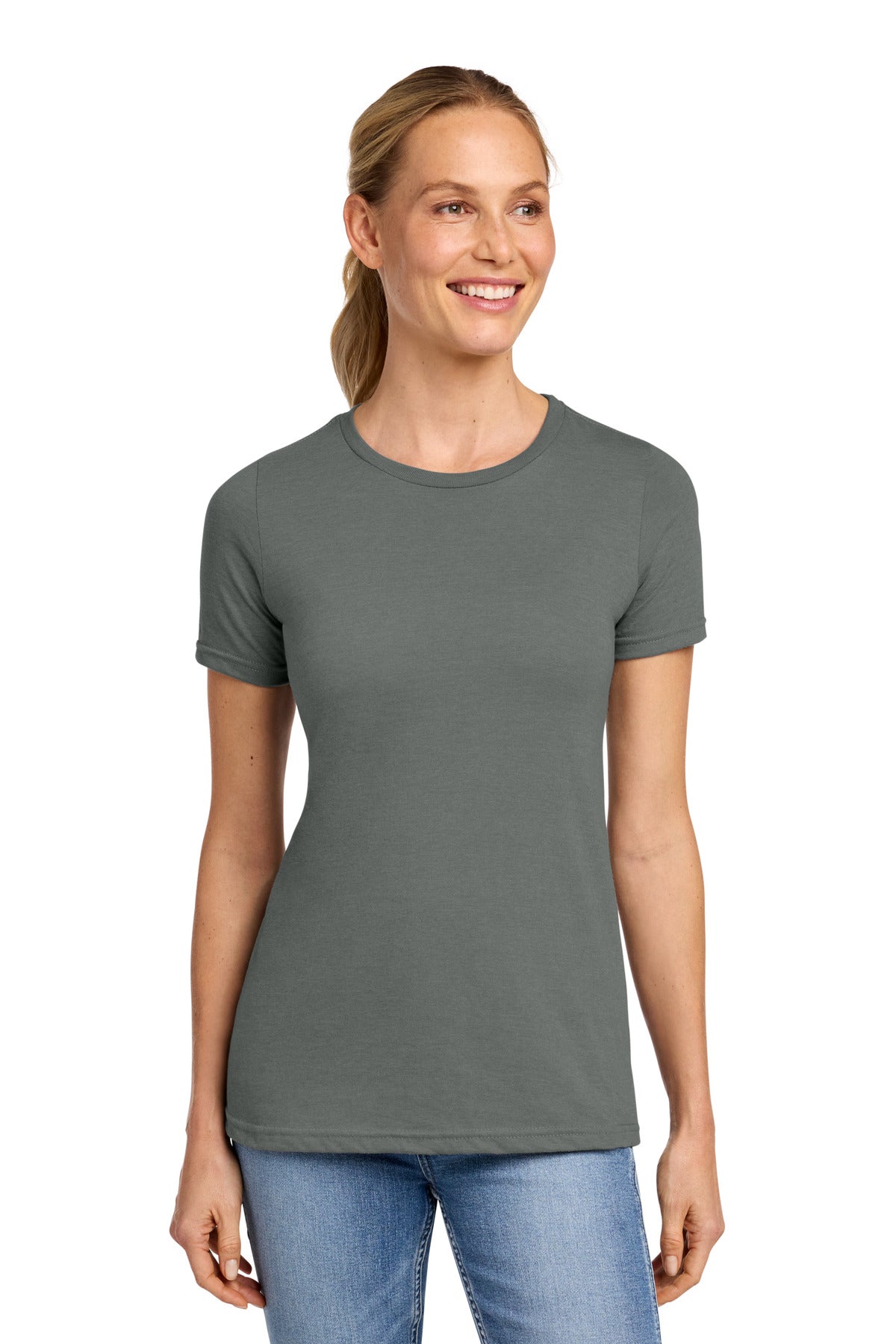 Custom logo Gildan® Softstyle® Women's CVC T-Shirt 64001LCVC in Gunmetal