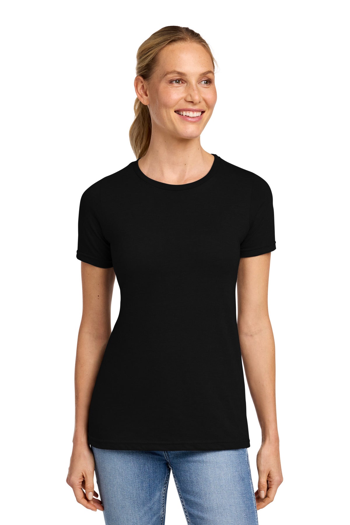Custom logo Gildan® Softstyle® Women's CVC T-Shirt 64001LCVC in Pitch Black