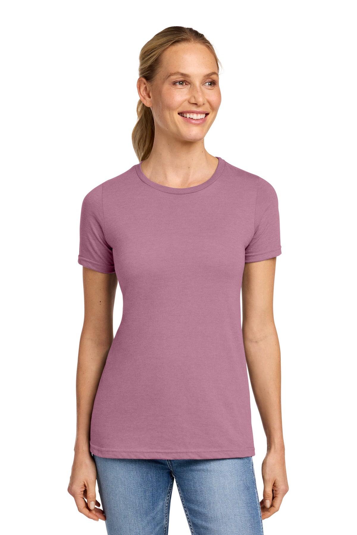 Custom logo Gildan® Softstyle® Women's CVC T-Shirt 64001LCVC in Plumrose