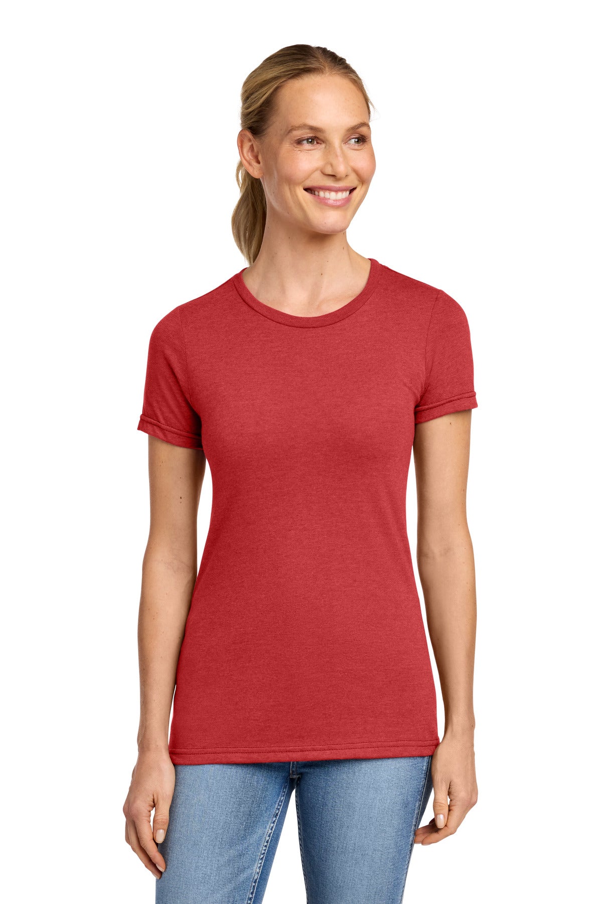 Custom logo Gildan® Softstyle® Women's CVC T-Shirt 64001LCVC in Red Mist