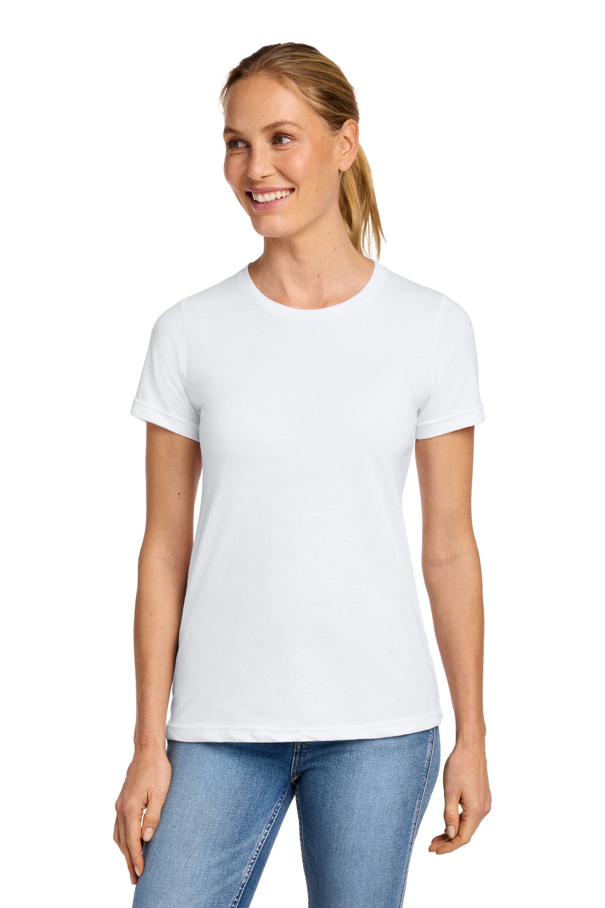Custom logo Gildan® Softstyle® Women's CVC T-Shirt 64001LCVC in White