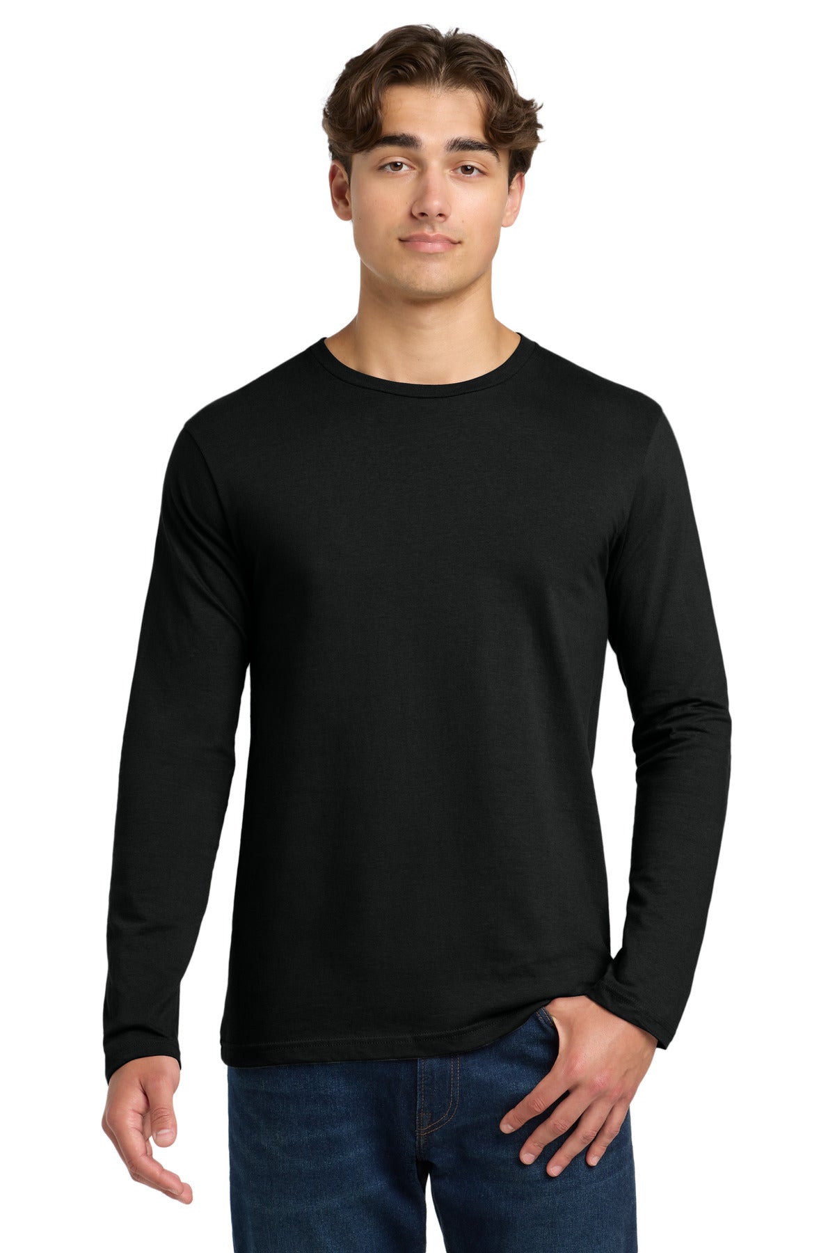 Custom logo Gildan Softstyle® Long Sleeve T-Shirt. 64400 in Black