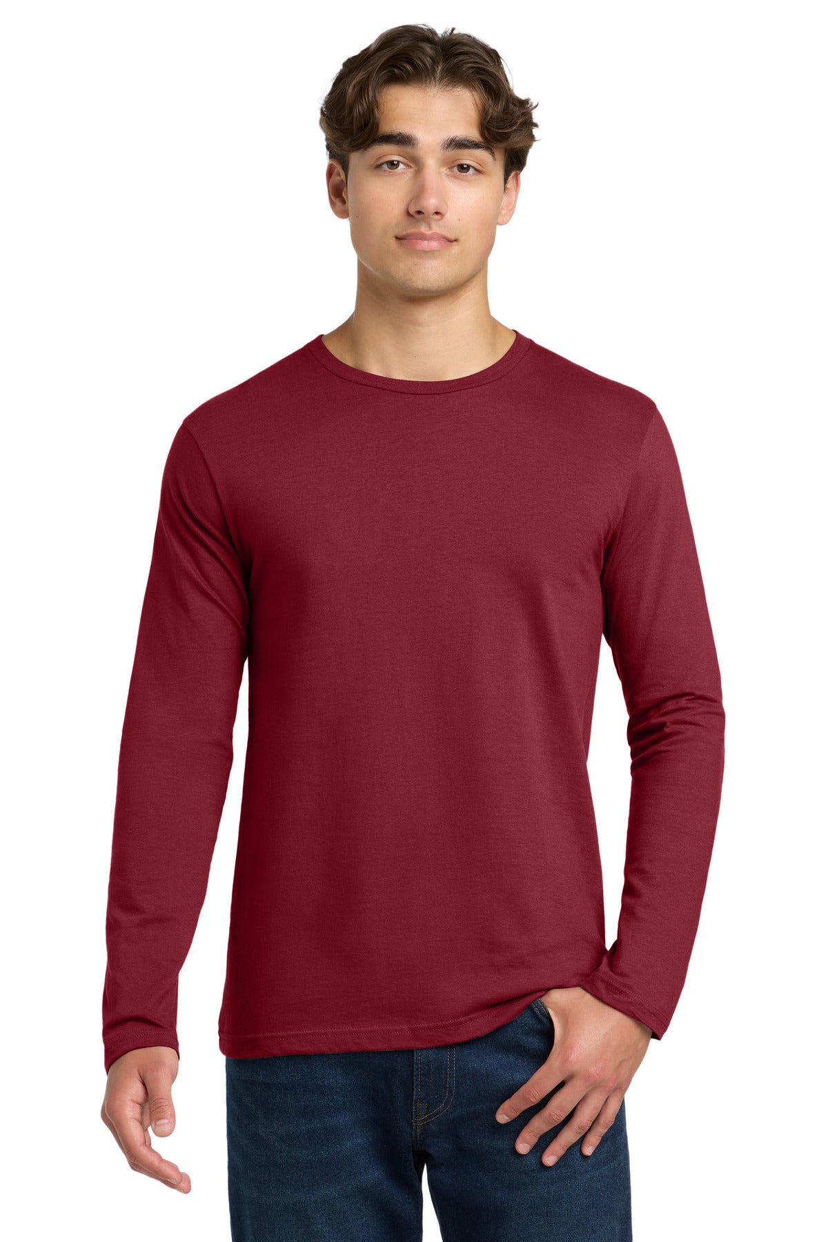 Custom logo Gildan Softstyle® Long Sleeve T-Shirt. 64400 in Cardinal Red