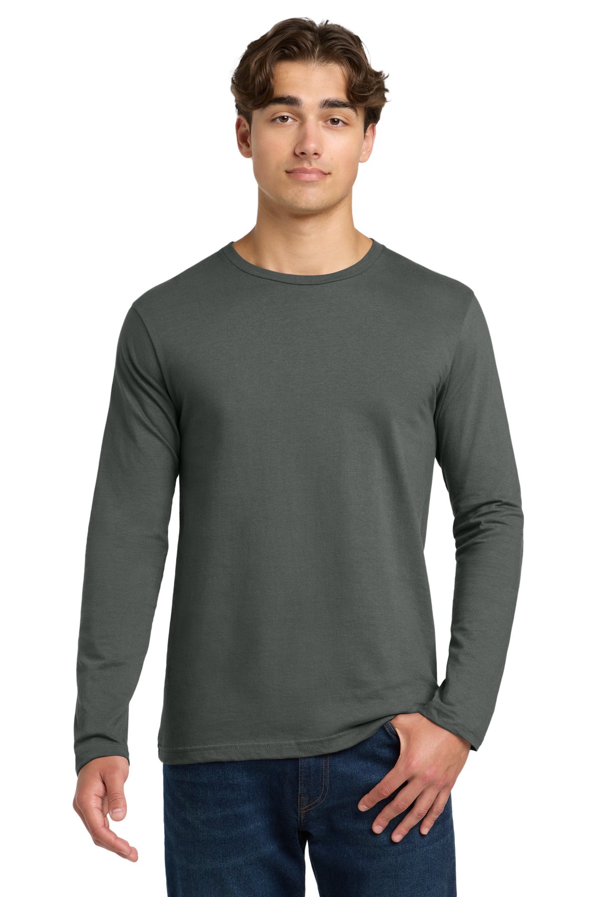 Custom logo Gildan Softstyle® Long Sleeve T-Shirt. 64400 in Charcoal