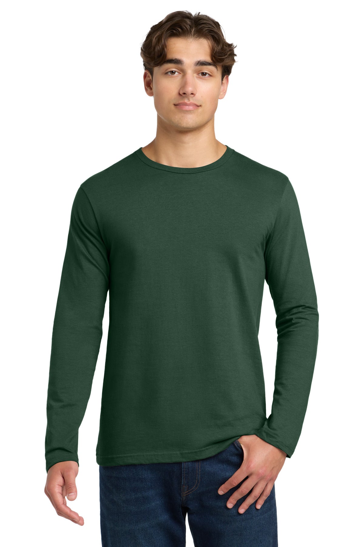 Custom logo Gildan Softstyle® Long Sleeve T-Shirt. 64400 in Fan Dark Green