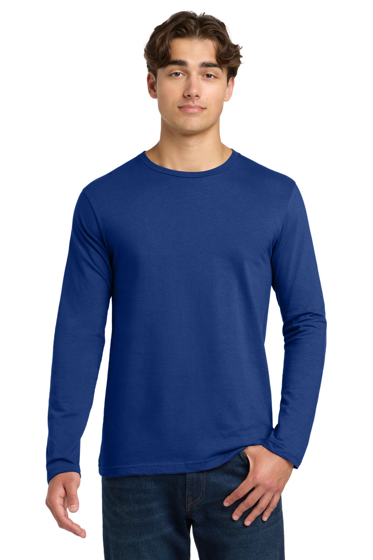 Custom logo Gildan Softstyle® Long Sleeve T-Shirt. 64400 in Fan Deep Royal