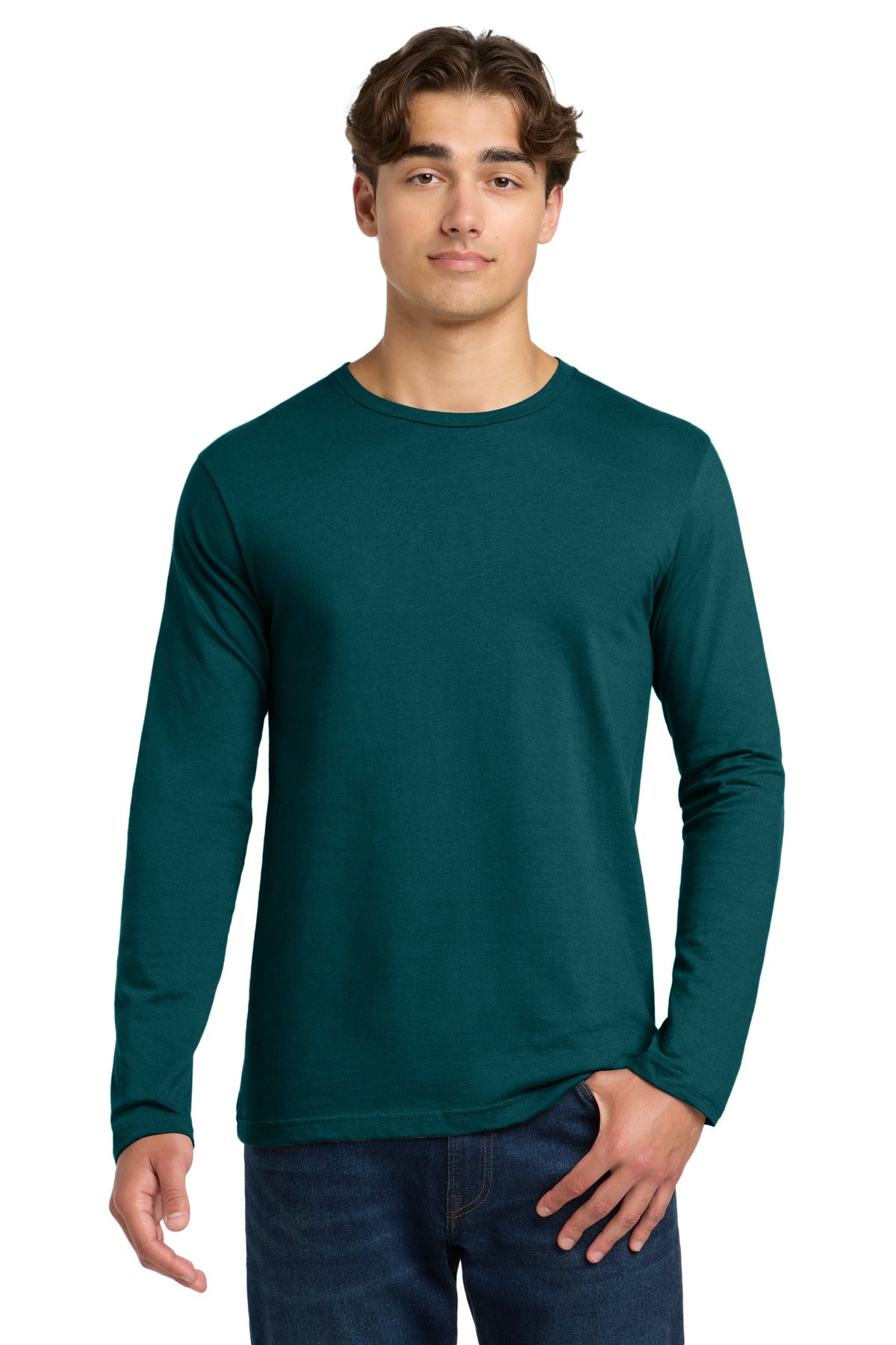 Custom logo Gildan Softstyle® Long Sleeve T-Shirt. 64400 in Fan Marine Green