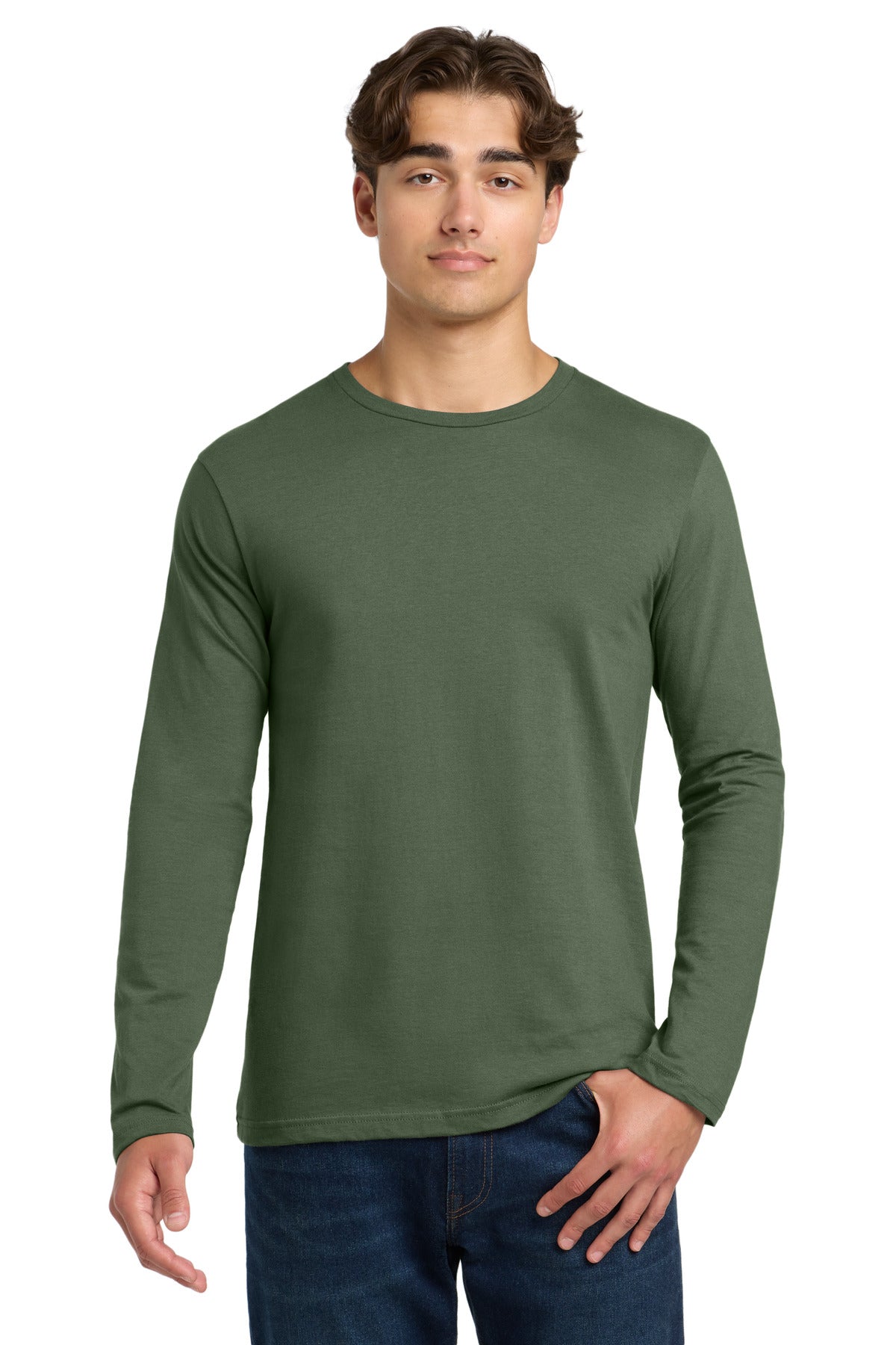 Custom logo Gildan Softstyle® Long Sleeve T-Shirt. 64400 in Military Green