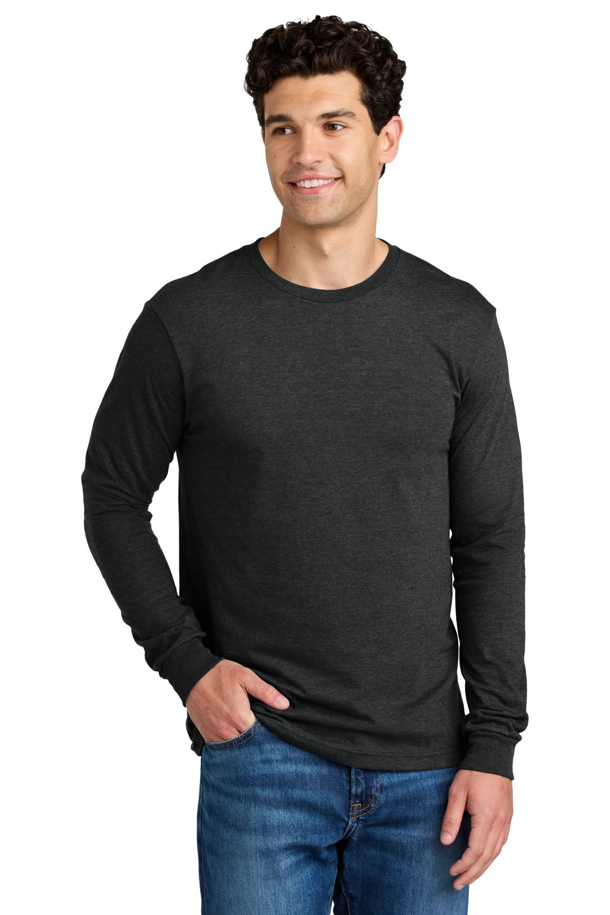 Custom logo Gildan® Softstyle® CVC Long Sleeve Tee 64440CVC in Pitch Black Mist