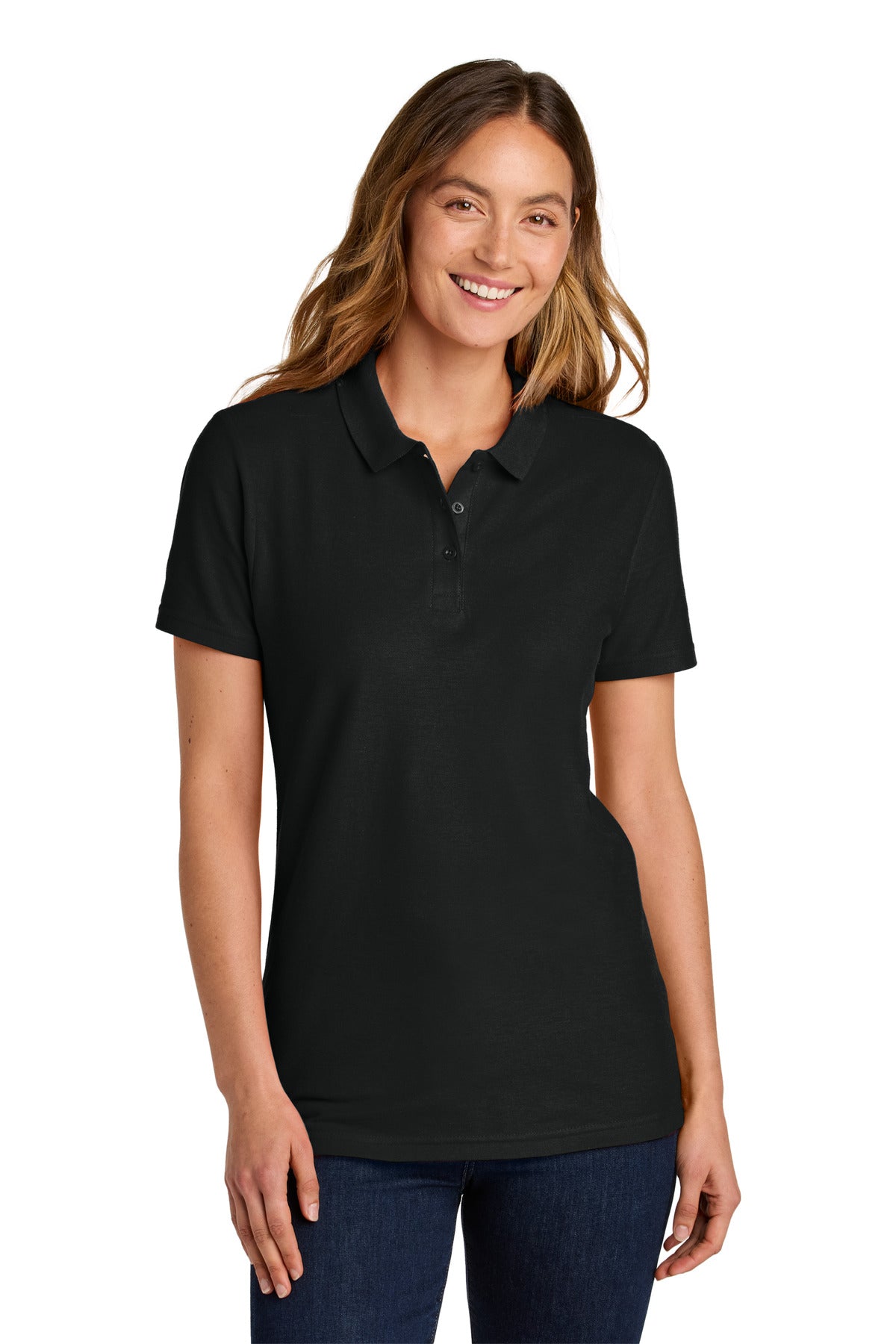 Custom logo Gildan Softstyle® Women's Pique Polo 64800L in Black