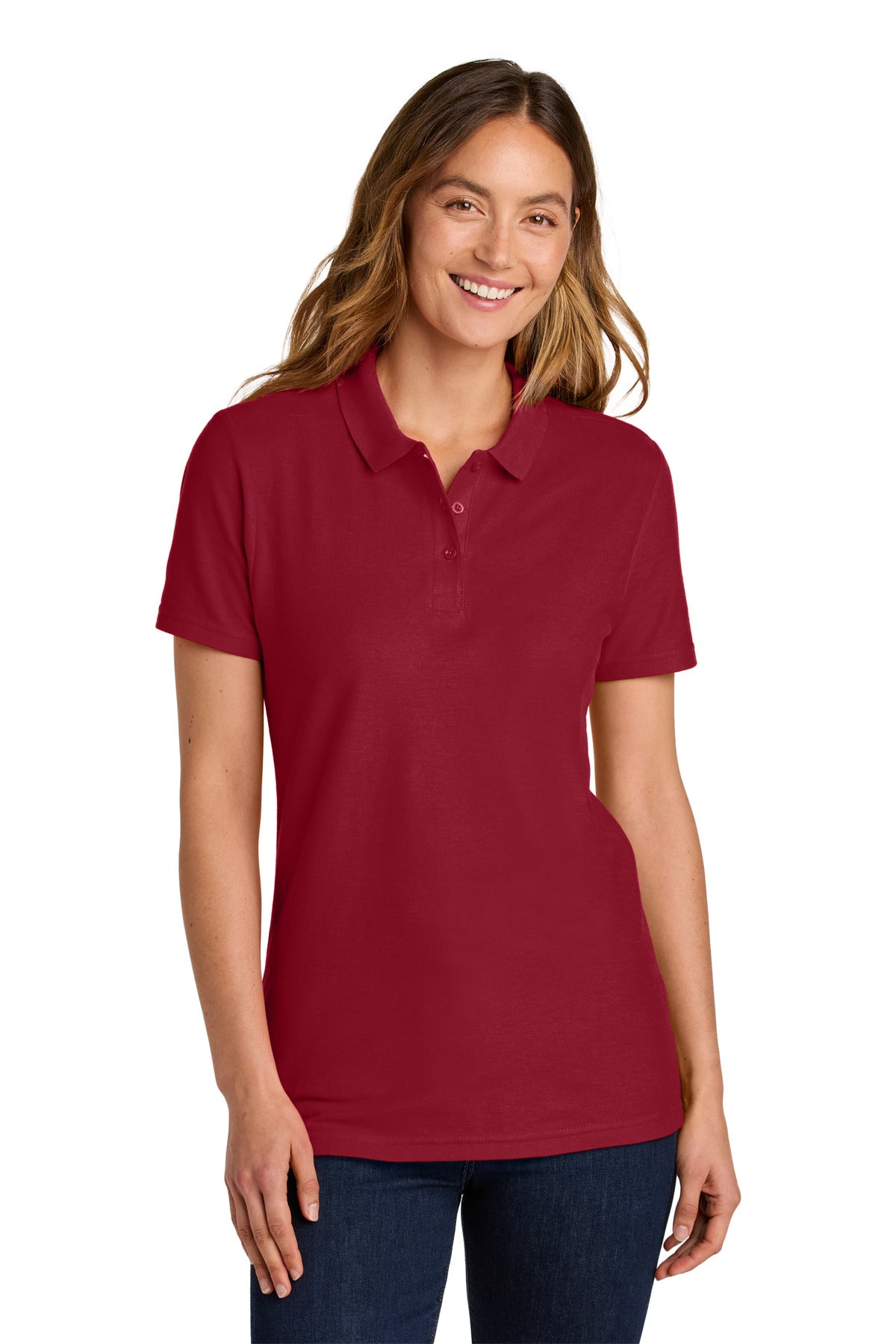 Custom logo Gildan Softstyle® Women's Pique Polo 64800L in Cherry Red