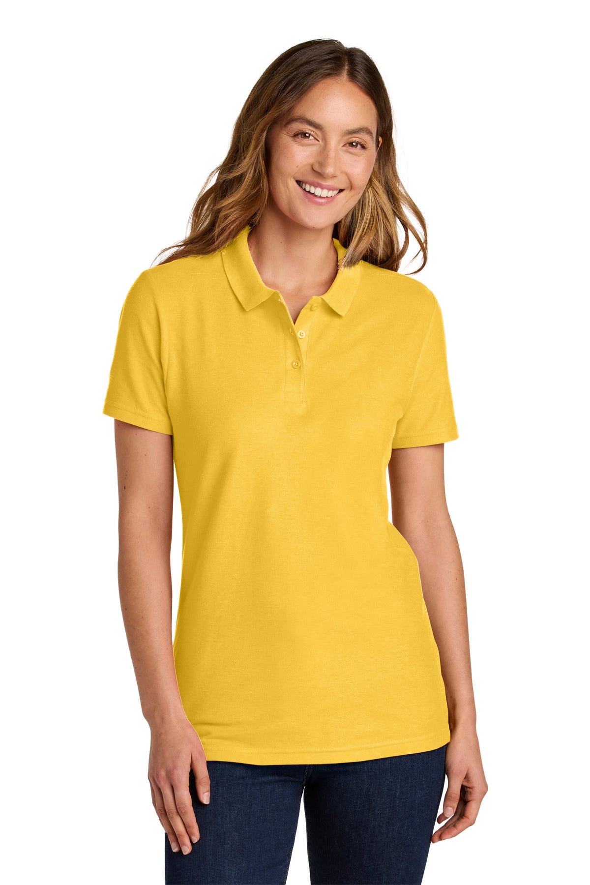 Custom logo Gildan Softstyle® Women's Pique Polo 64800L in Daisy