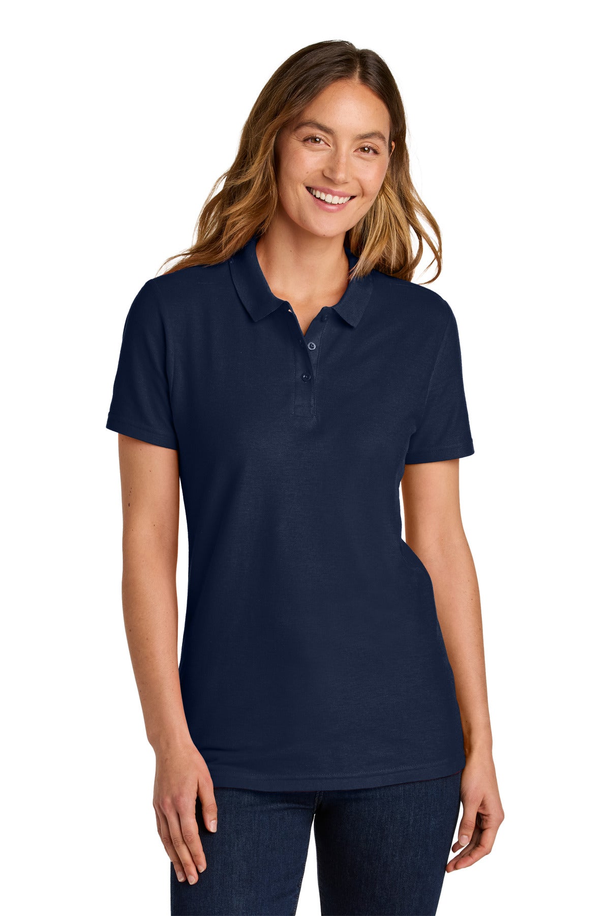 Custom logo Gildan Softstyle® Women's Pique Polo 64800L in Navy