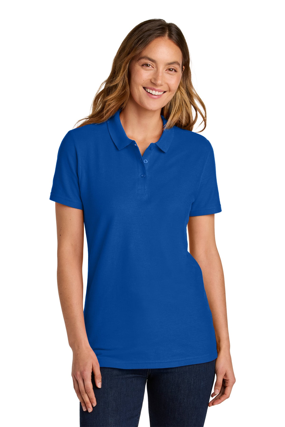 Custom logo Gildan Softstyle® Women's Pique Polo 64800L in Royal