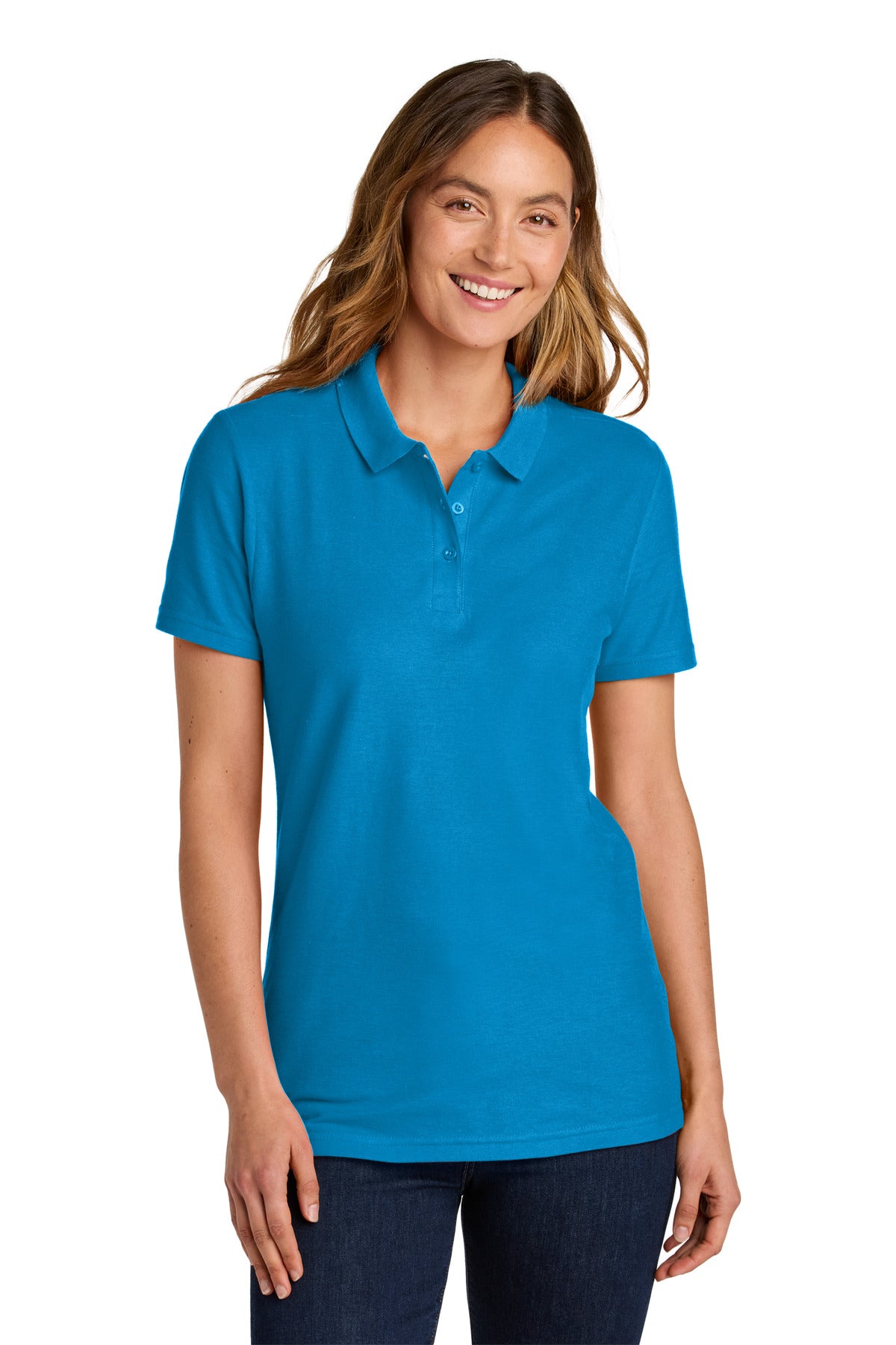 Custom logo Gildan Softstyle® Women's Pique Polo 64800L in Sapphire