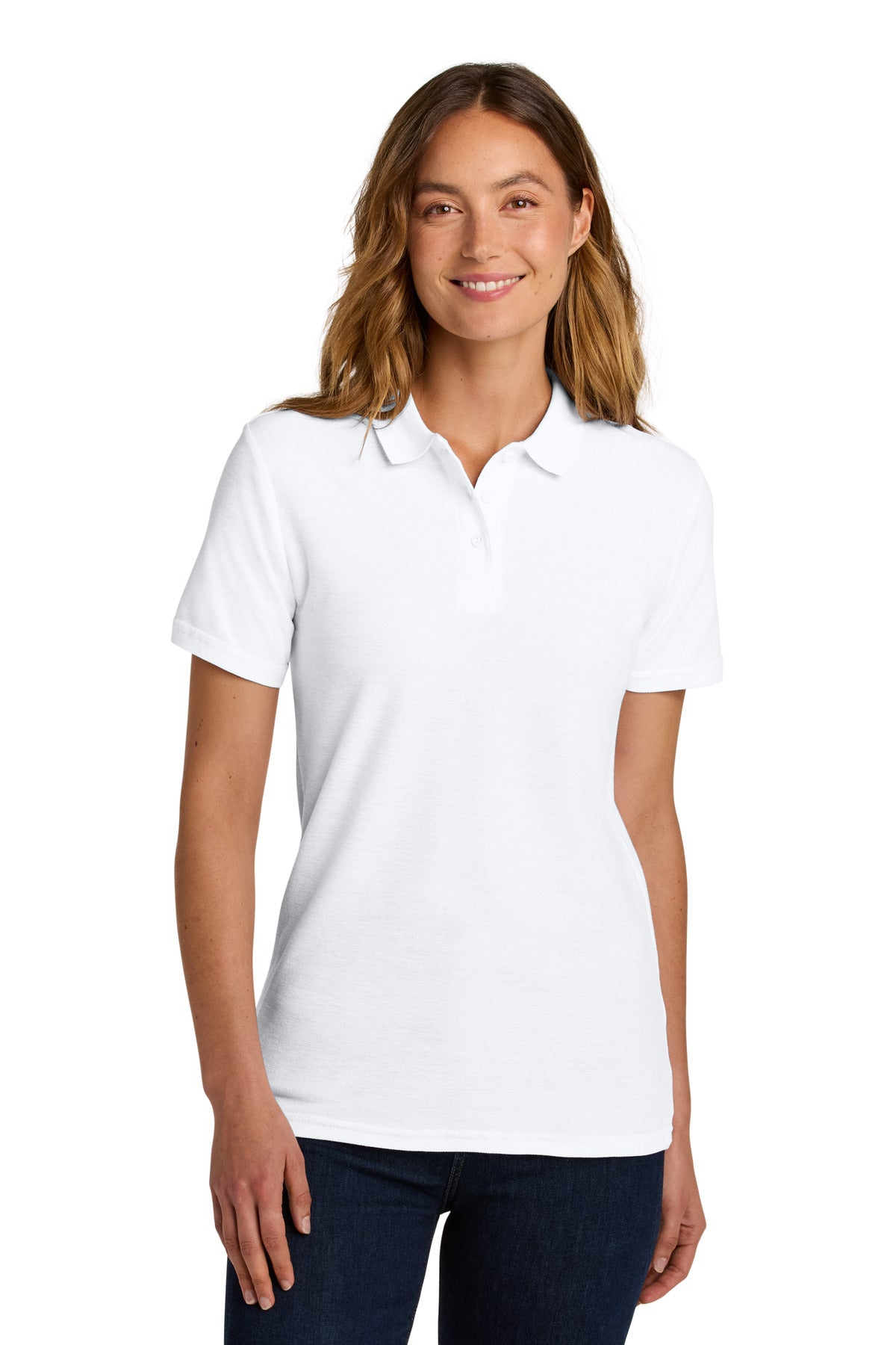 Custom logo Gildan Softstyle® Women's Pique Polo 64800L in White