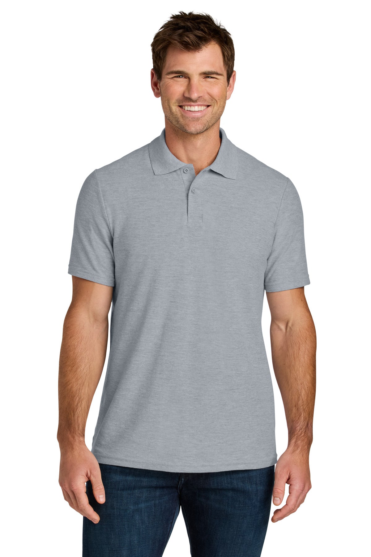 Custom logo Gildan Softstyle® Pique Polo 64800 in Ring Spun Sport Grey