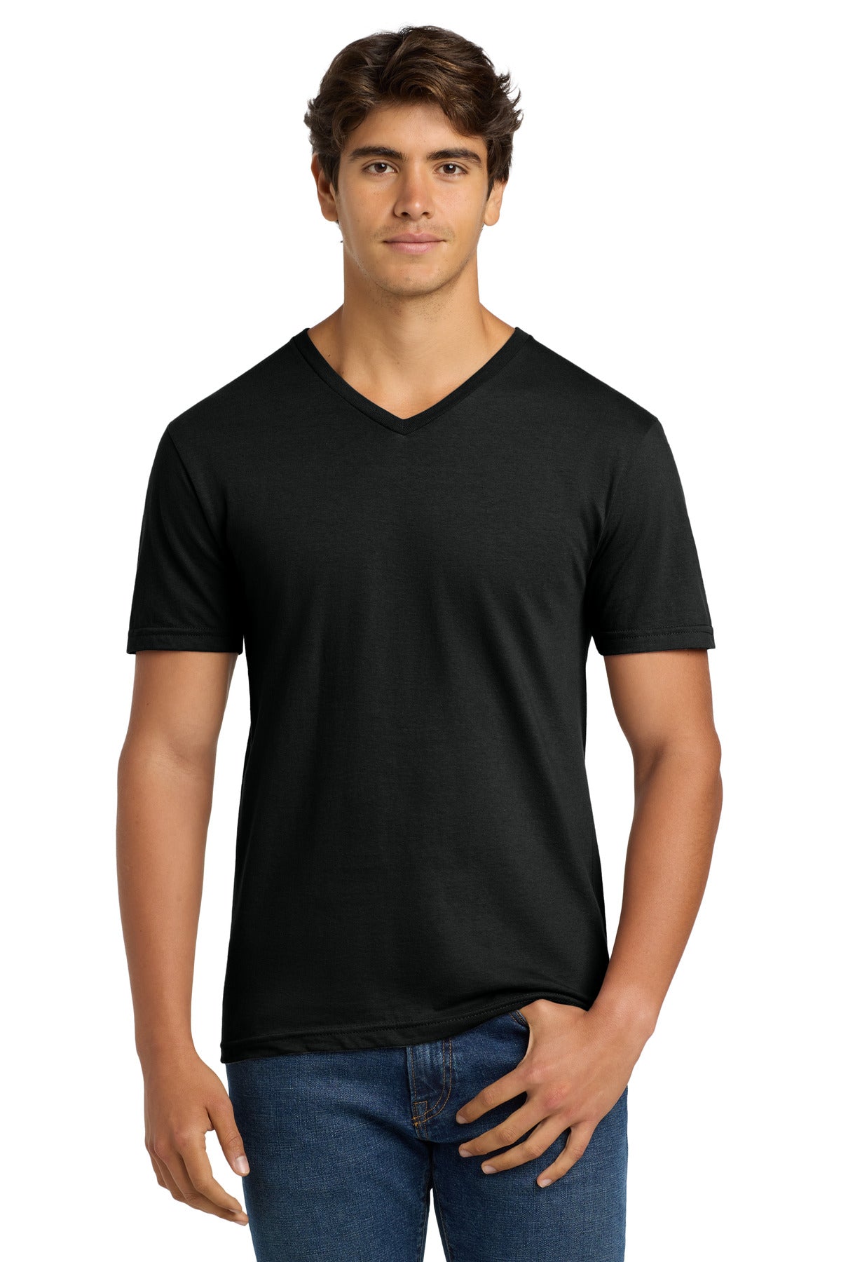 Custom logo Gildan Softstyle® V-Neck T-Shirt. 64V00 in Black