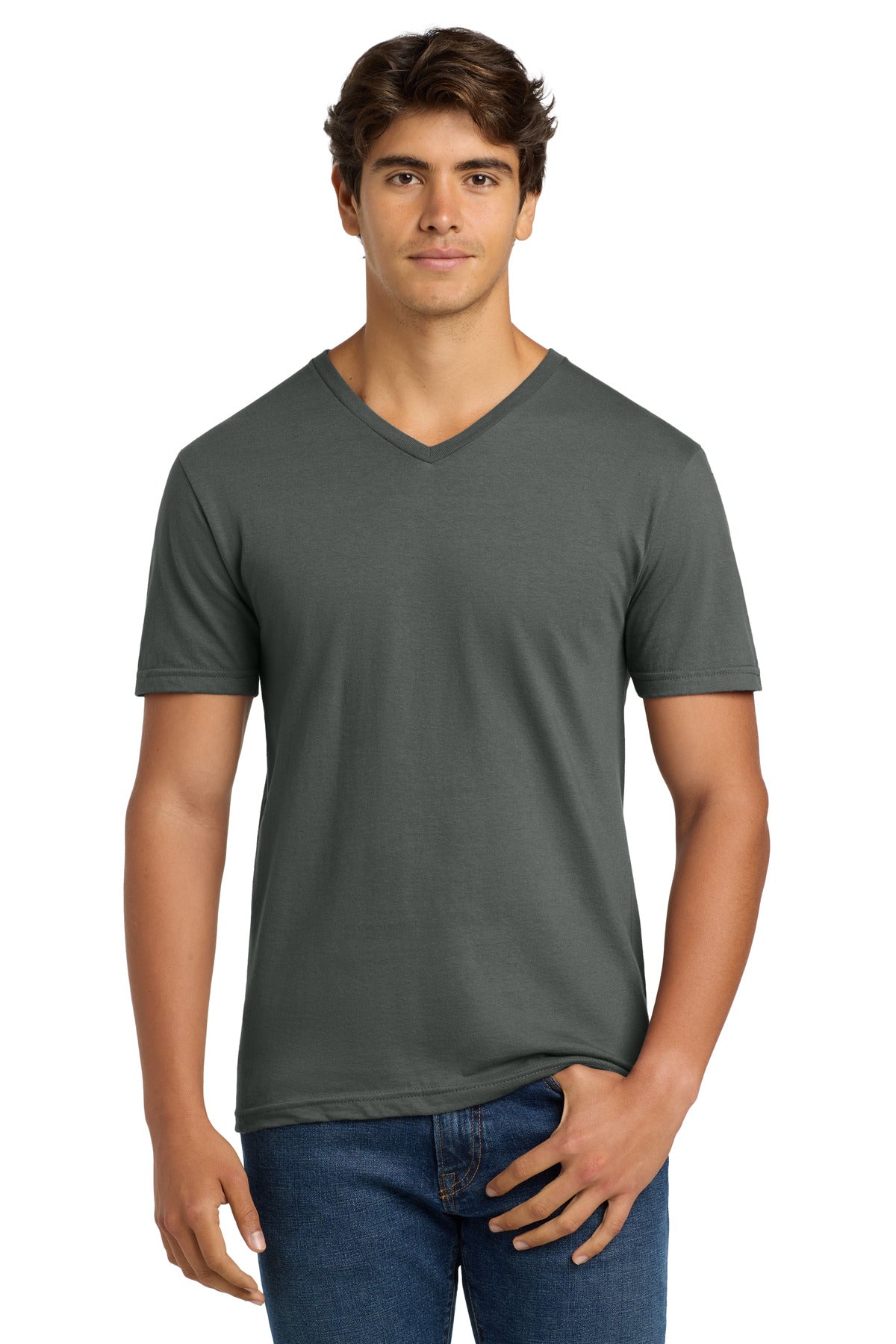 Custom logo Gildan Softstyle® V-Neck T-Shirt. 64V00 in Charcoal