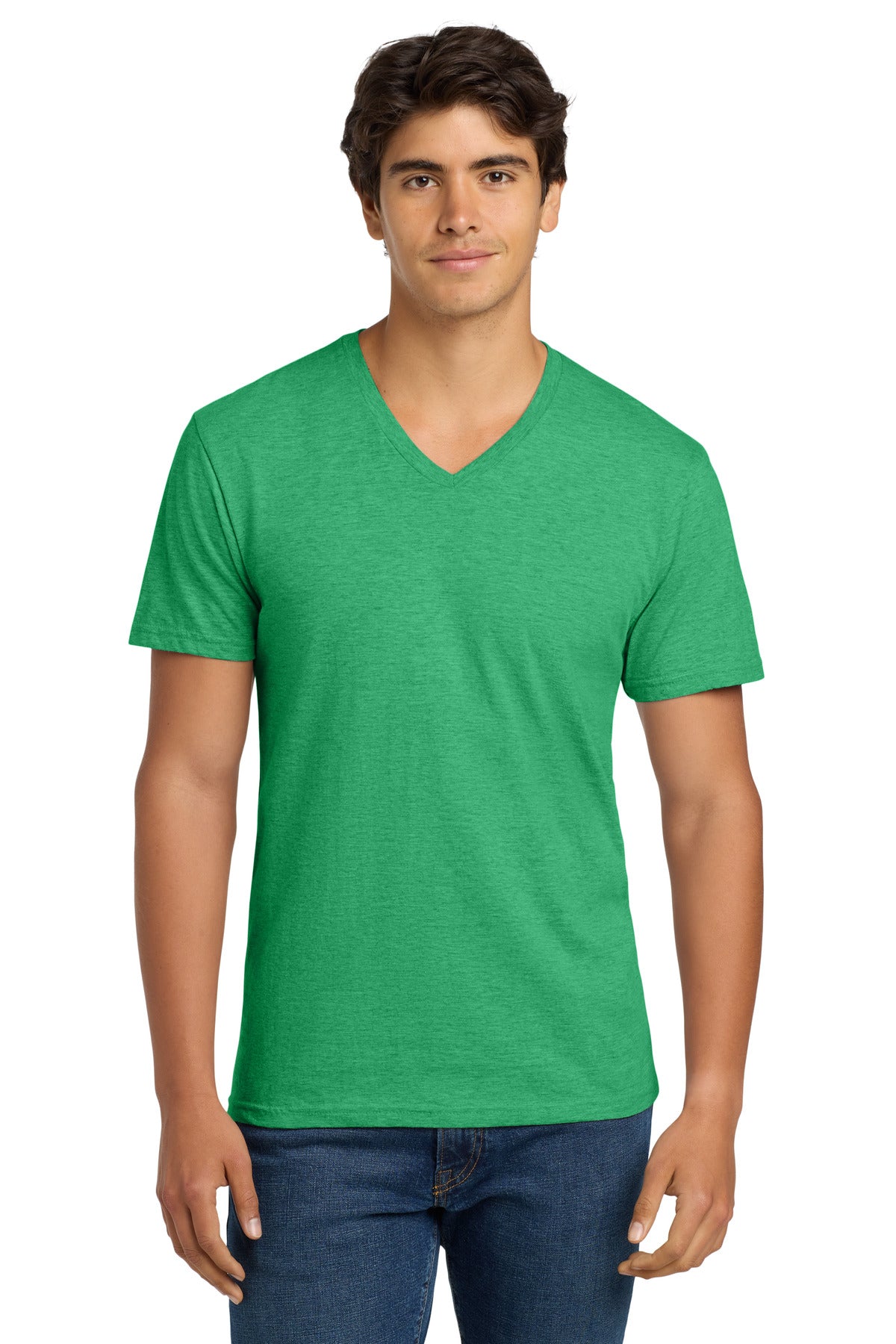 Custom logo Gildan Softstyle® V-Neck T-Shirt. 64V00 in Heather Irish Green