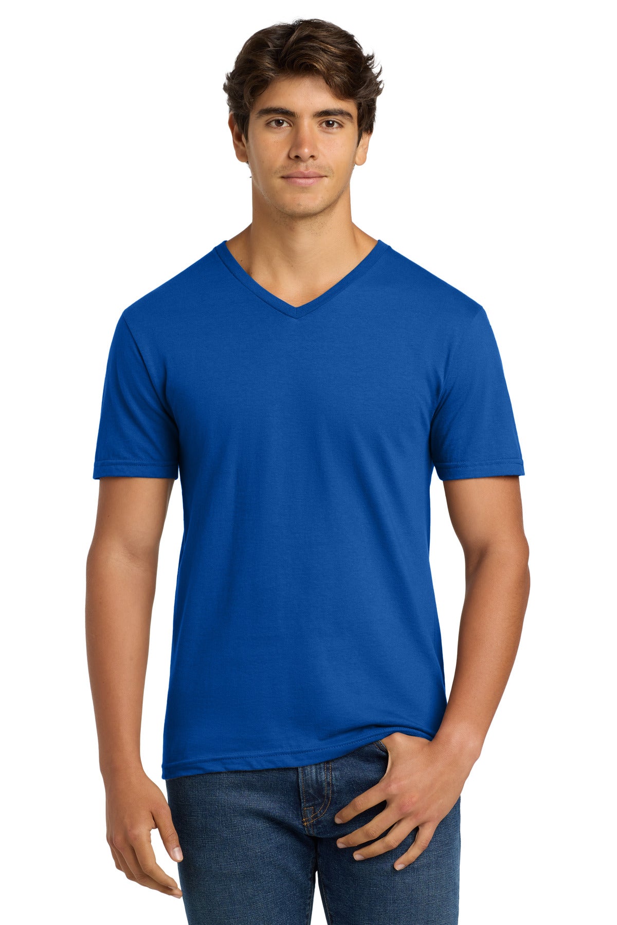 Custom logo Gildan Softstyle® V-Neck T-Shirt. 64V00 in Royal