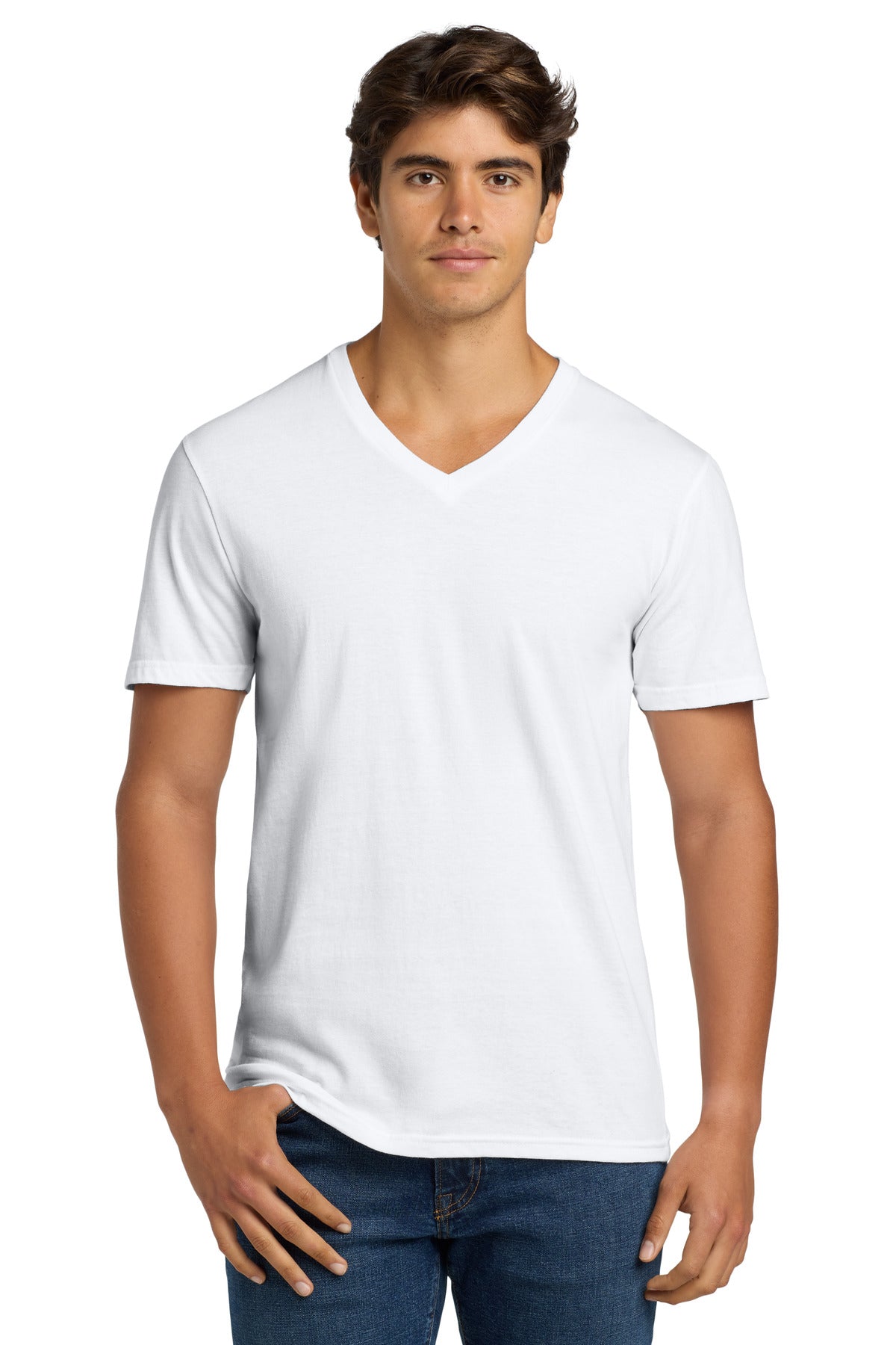 Custom logo Gildan Softstyle® V-Neck T-Shirt. 64V00 in White