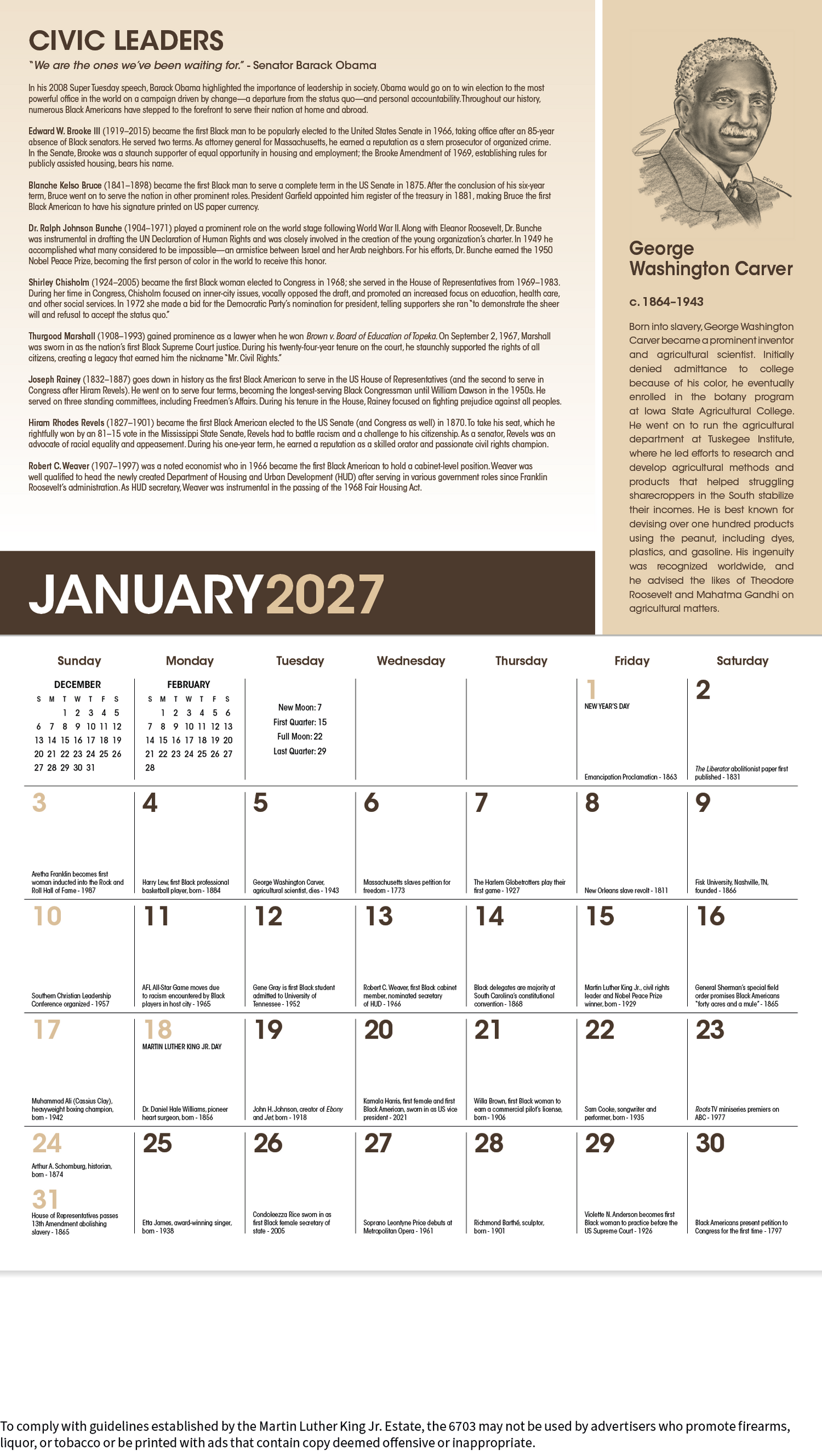 African-American Heritage: Dr. Martin Luther King, Jr. Calendar