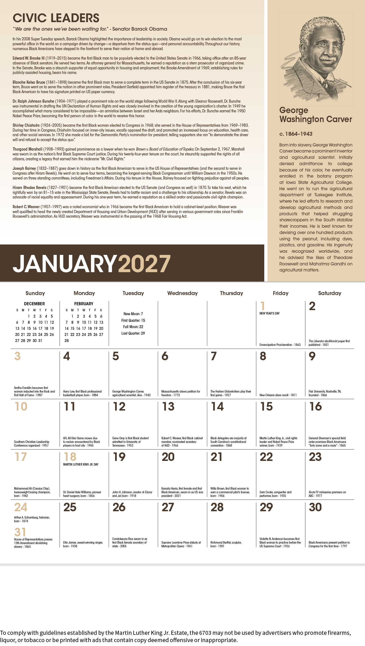African-American Heritage: Dr. Martin Luther King, Jr. Calendar