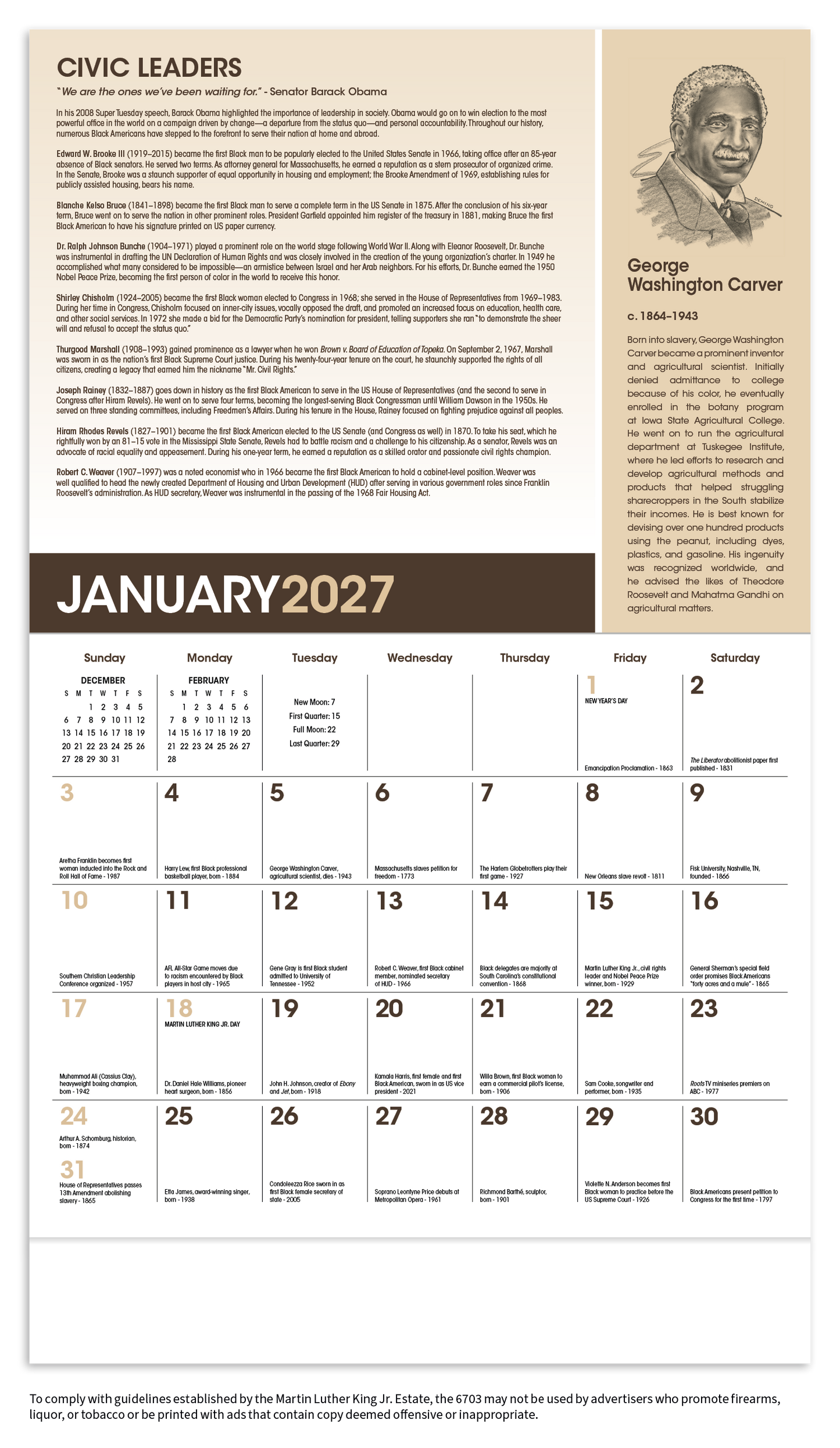 African-American Heritage: Dr. Martin Luther King, Jr. Calendar