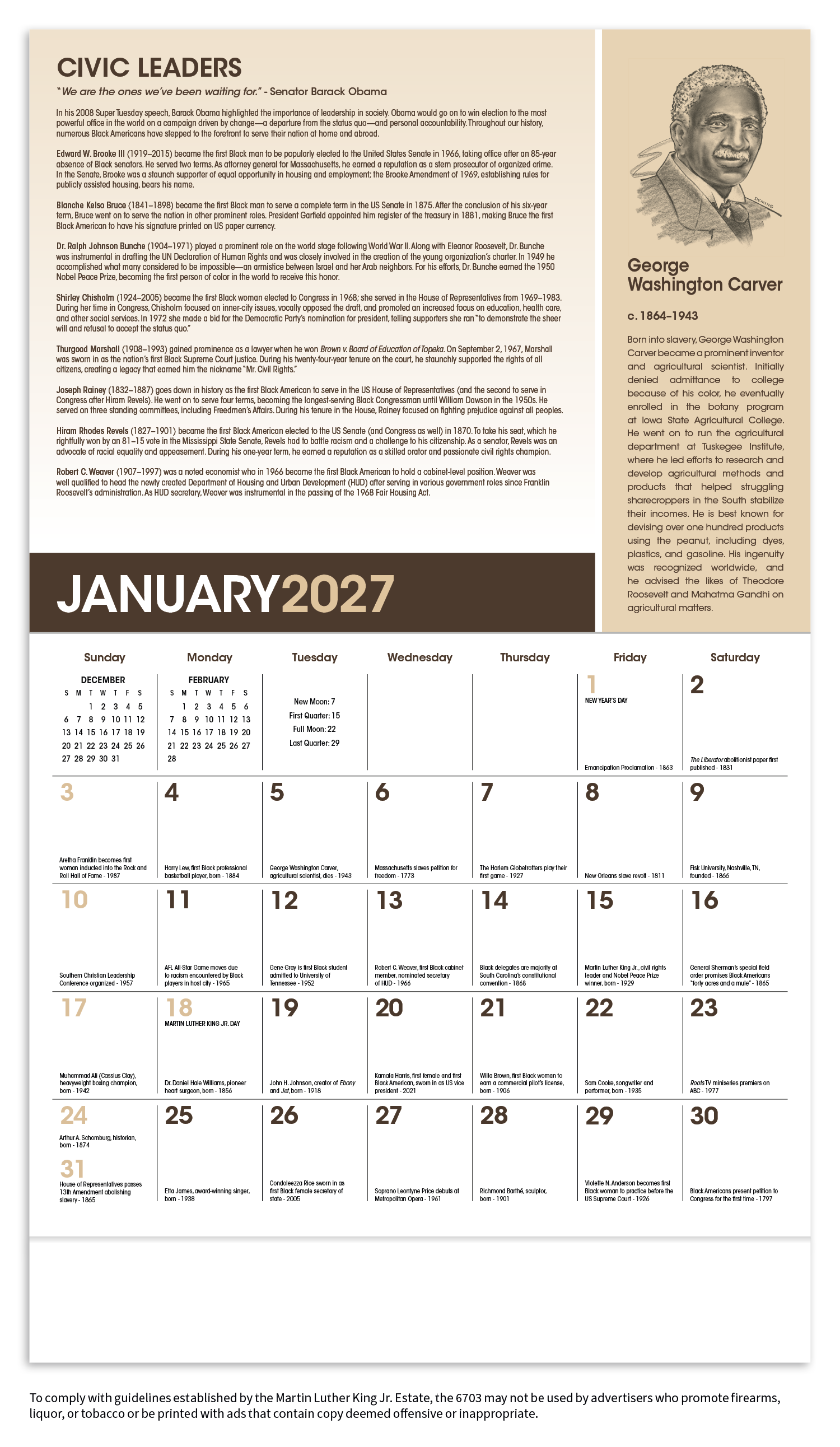 African-American Heritage: Dr. Martin Luther King, Jr. Calendar