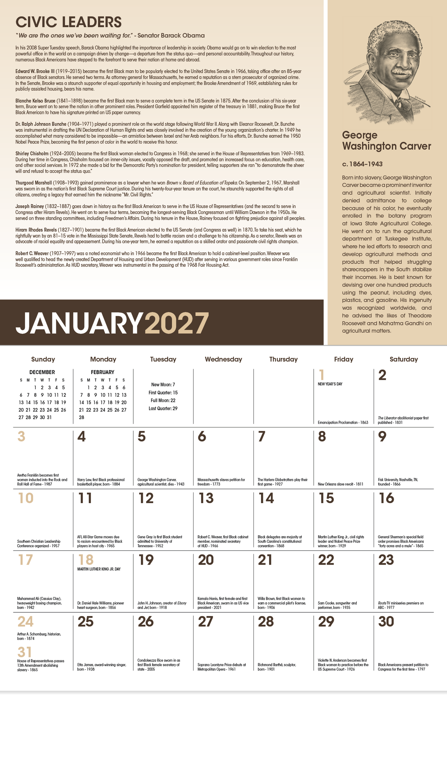 African-American Heritage Barack Obama Calendar