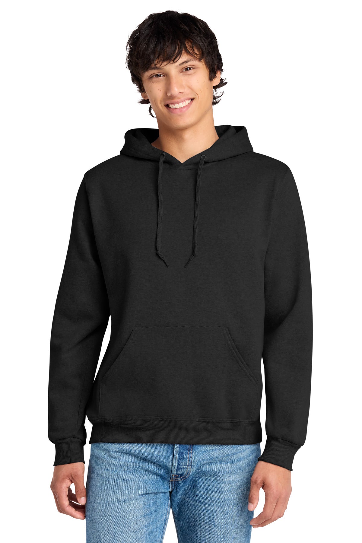 Custom logo Jerzees Eco® Premium Blend Pullover Hooded Sweatshirt 700M in Black Ink Heather