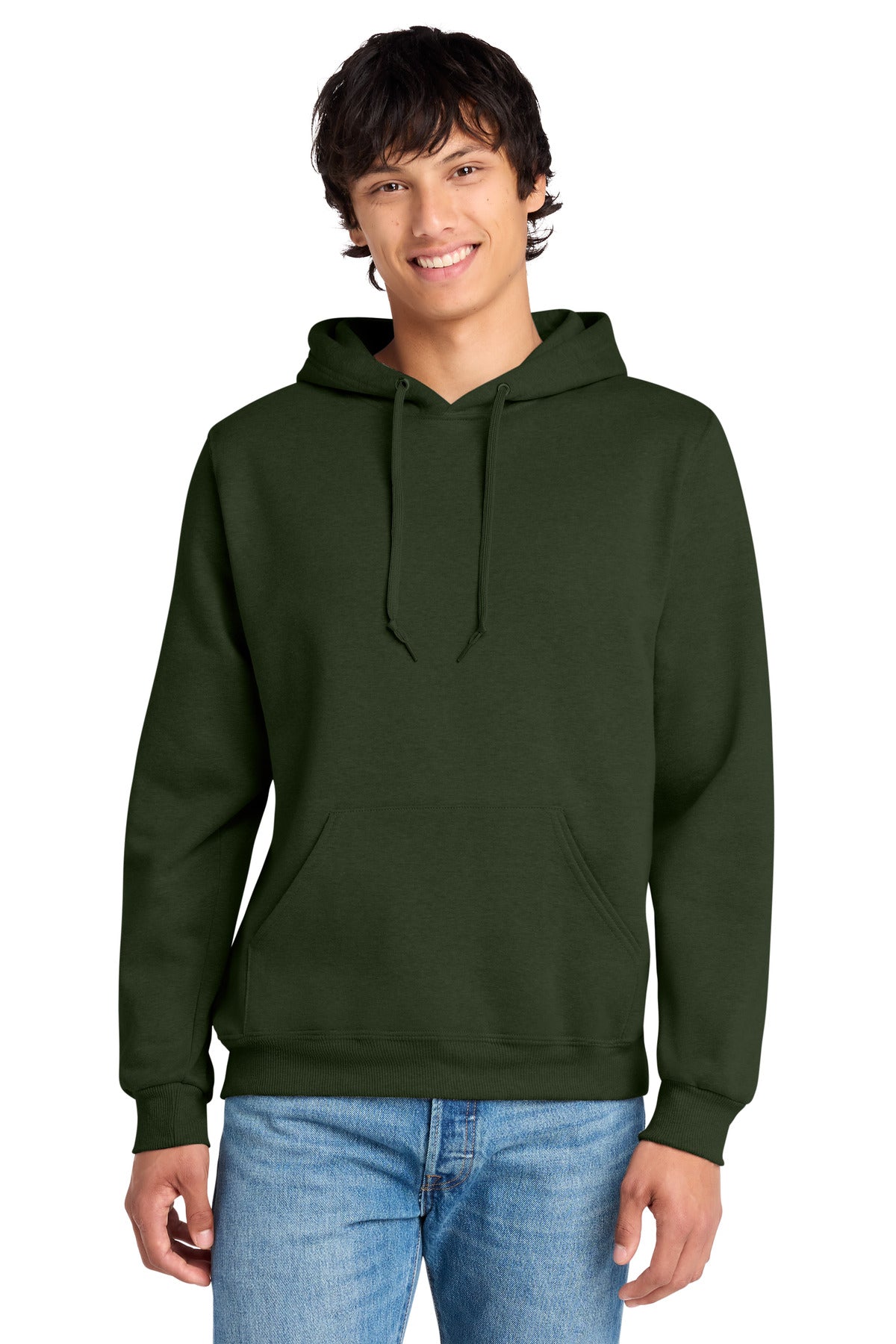 Custom logo Jerzees Eco® Premium Blend Pullover Hooded Sweatshirt 700M in Military Green Heather
