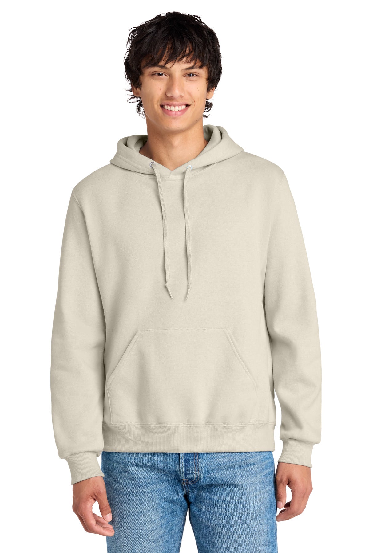 Custom logo Jerzees Eco® Premium Blend Pullover Hooded Sweatshirt 700M in Sweet Cream Heather