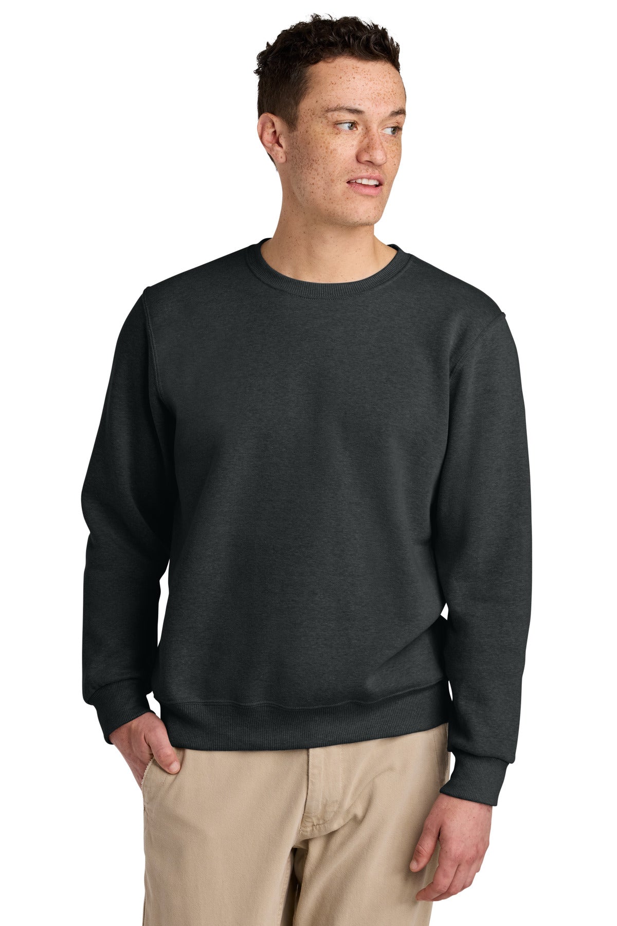 Custom logo Jerzees Eco® Premium Blend Crewneck Sweatshirt 701M in Black Ink Heather