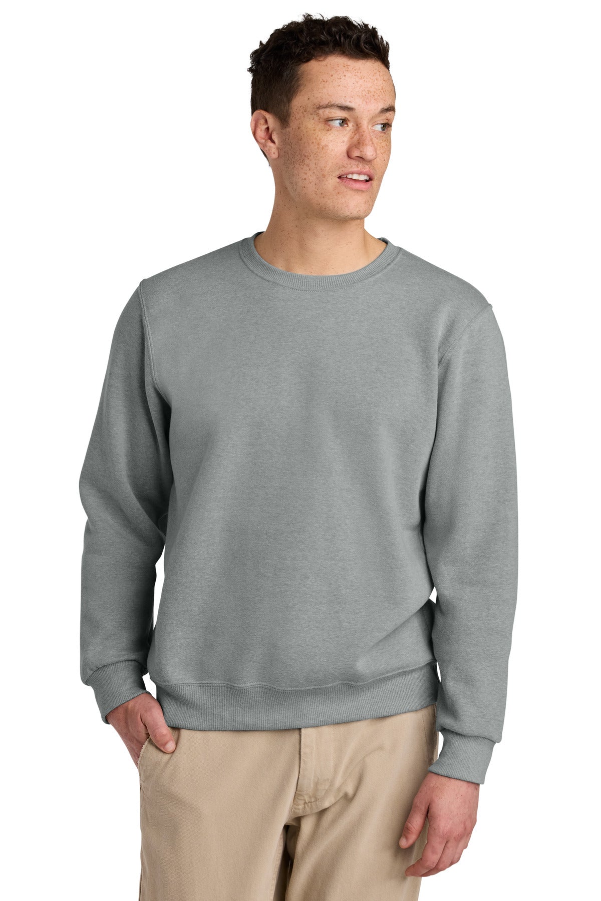 Custom logo Jerzees Eco® Premium Blend Crewneck Sweatshirt 701M in Frost Grey Heather