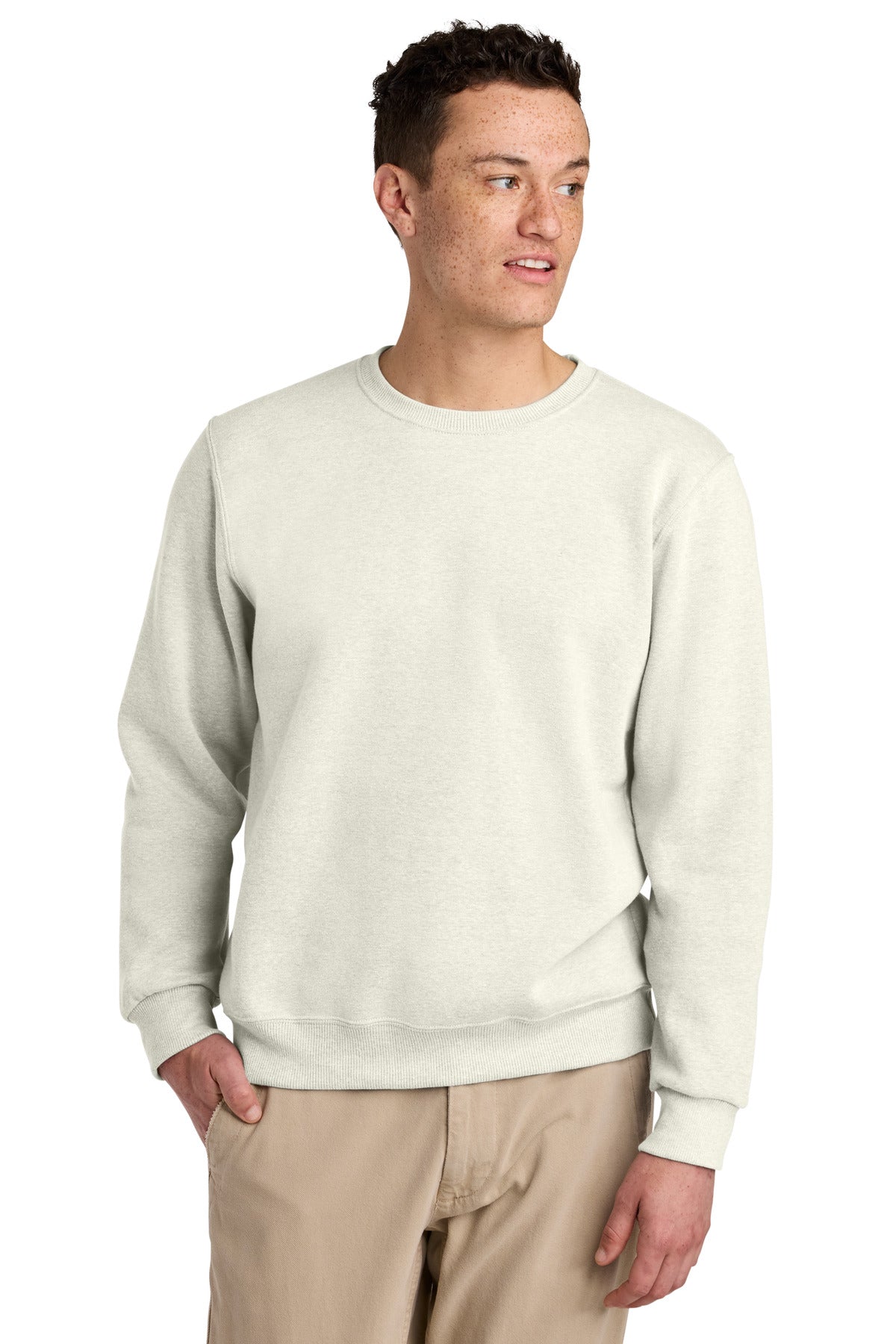 Custom logo Jerzees Eco® Premium Blend Crewneck Sweatshirt 701M in Sweet Cream Heather