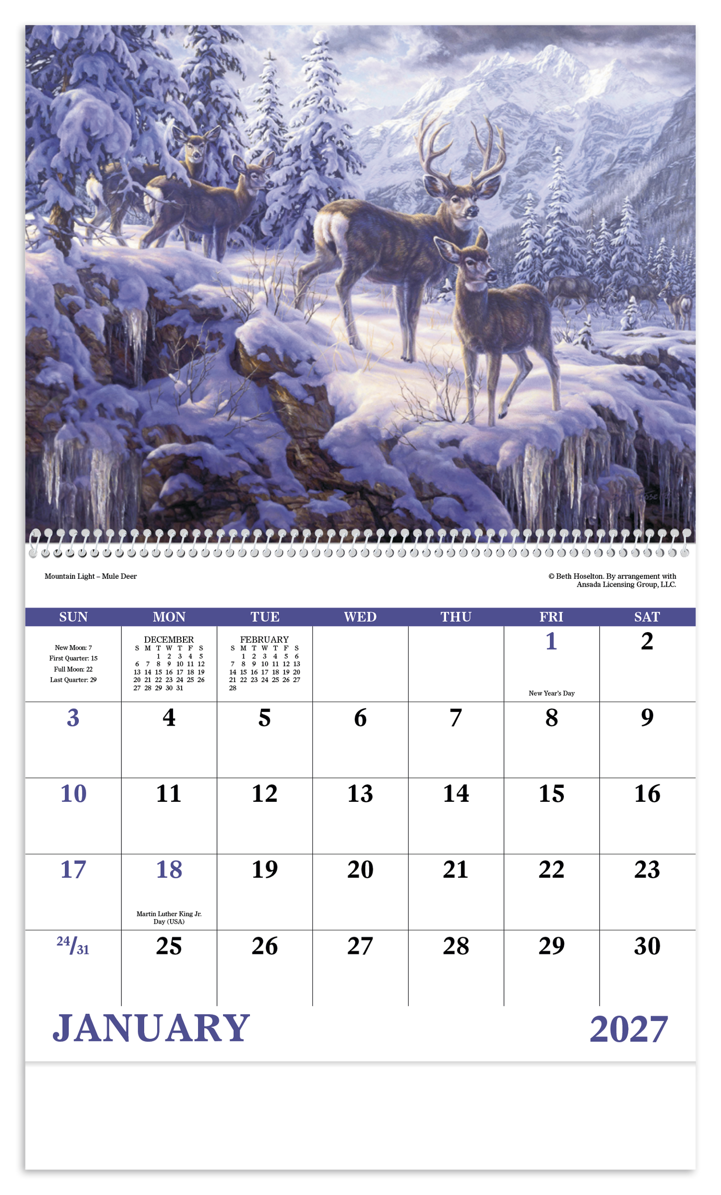 Wildlife Canvas - Spiral Calendar