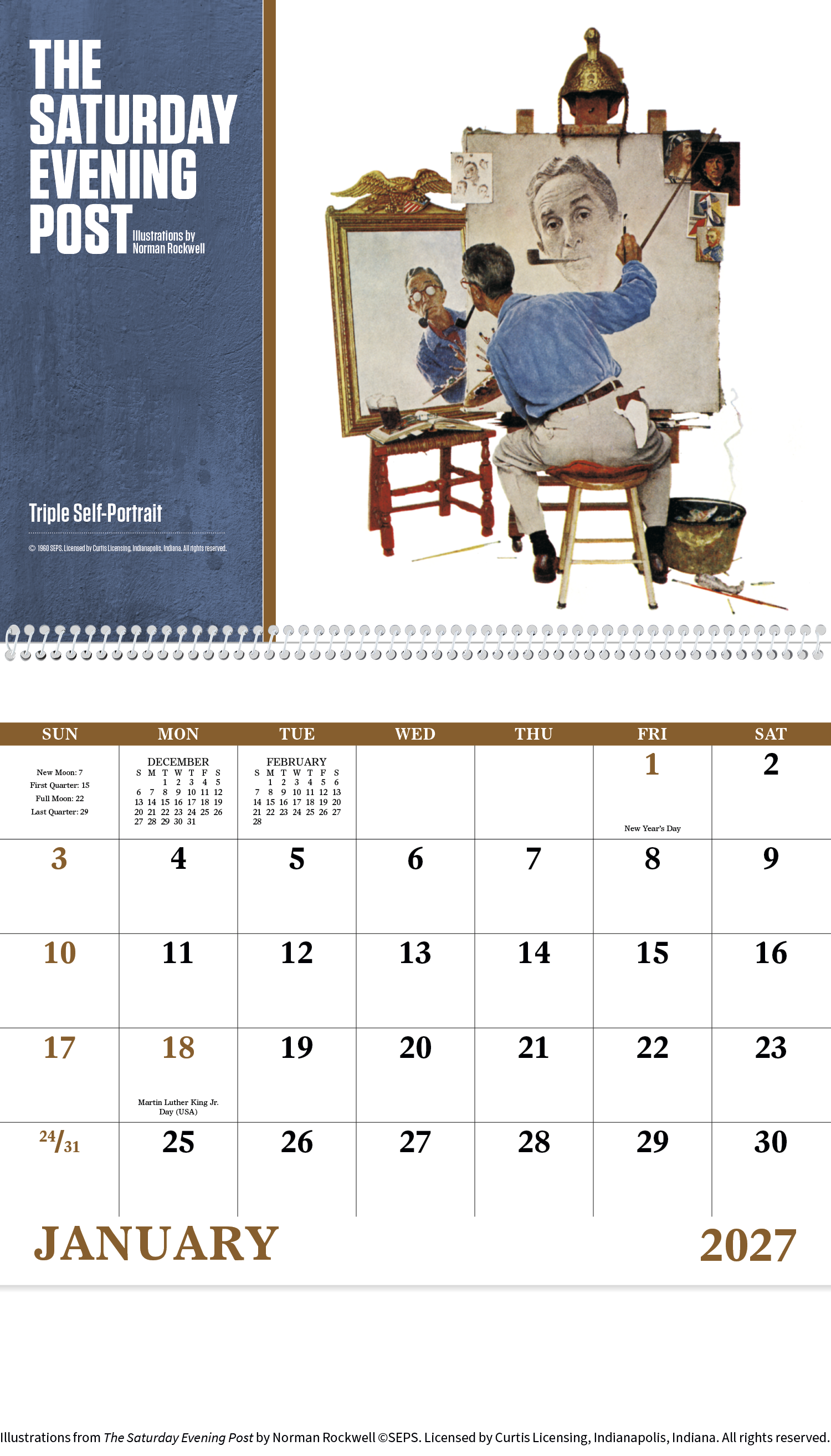 The Saturday Evening Post Illustrations by Norman Rockwell – Spiral Calendar