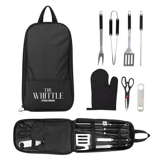 Custom logo 7-Piece Pit Master BBQ Set In Carrying Case