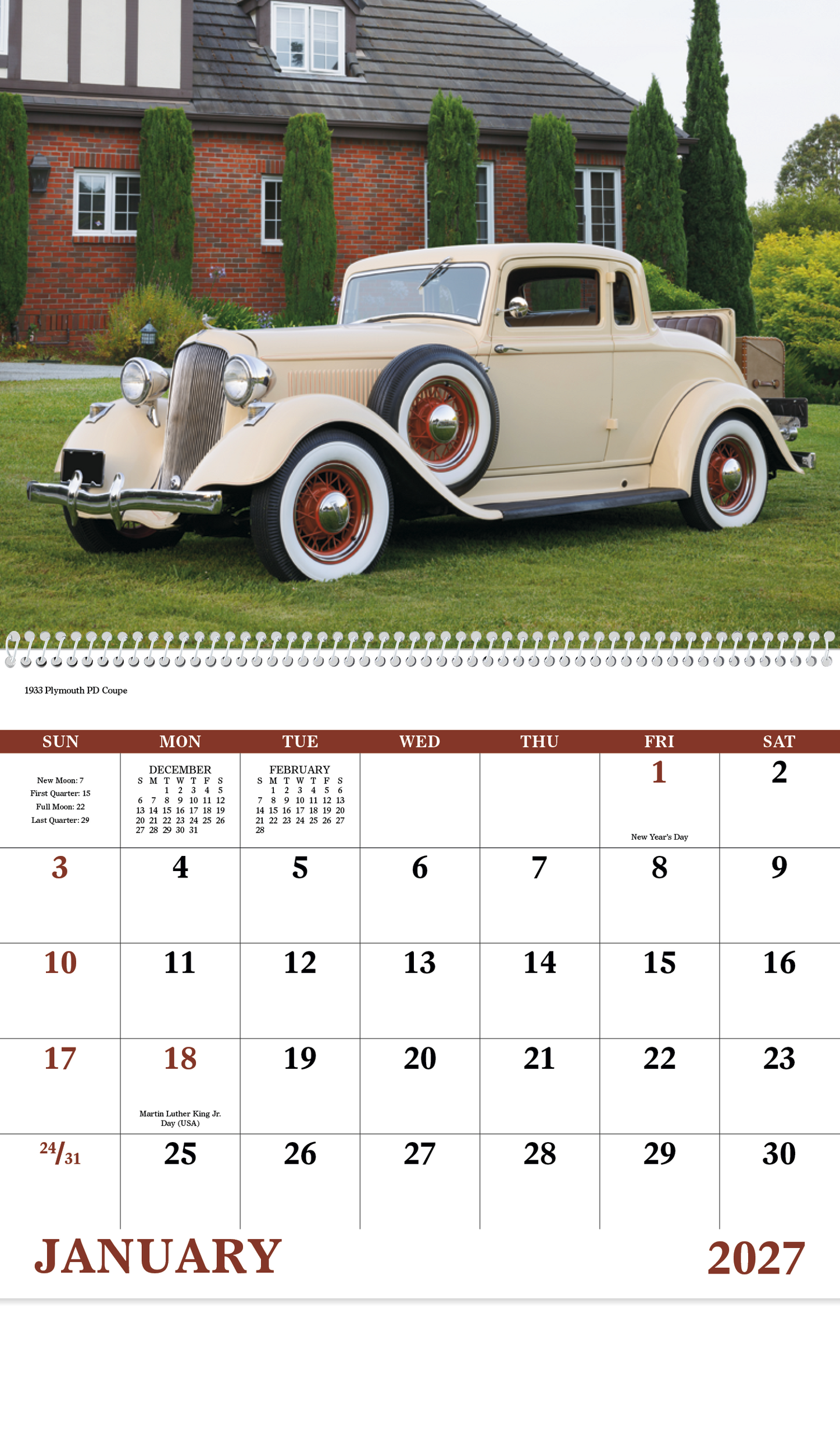 Antique Autos - Spiral Calendar