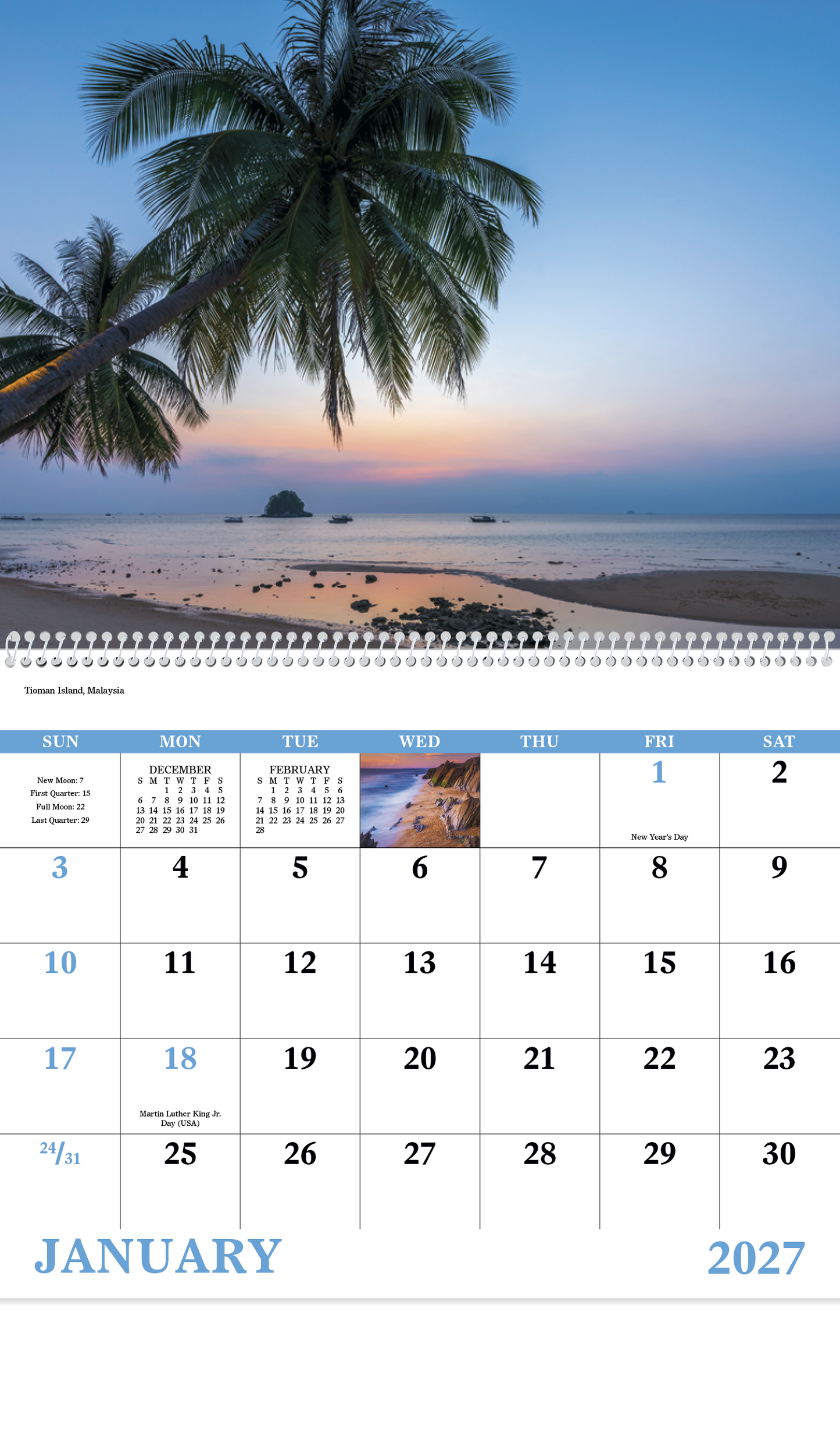 Beach Paradise - Spiral Calendar