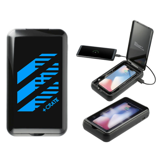 Custom logo Pristine 10000 Wireless Power Bank w/ UV Sanitizer