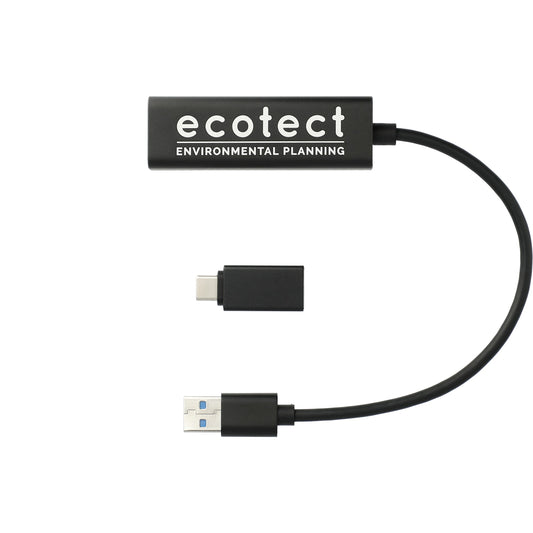 Custom logo Aluminum 4-Port USB 3.0 Hub with Type C Adapter